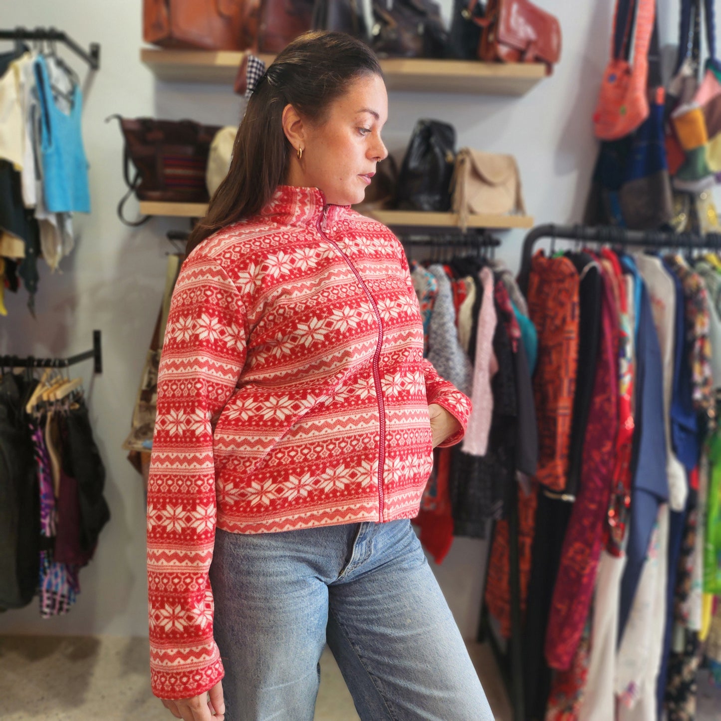 Red Vintage ZipUp Fleece