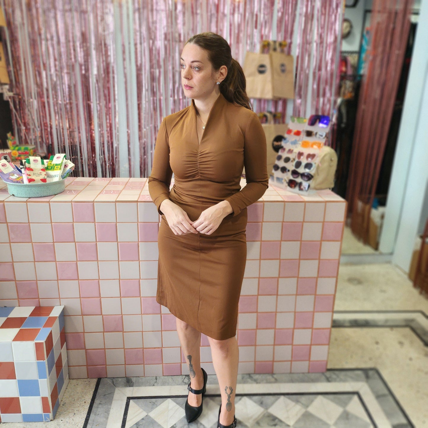 Vintage High Neck Dress