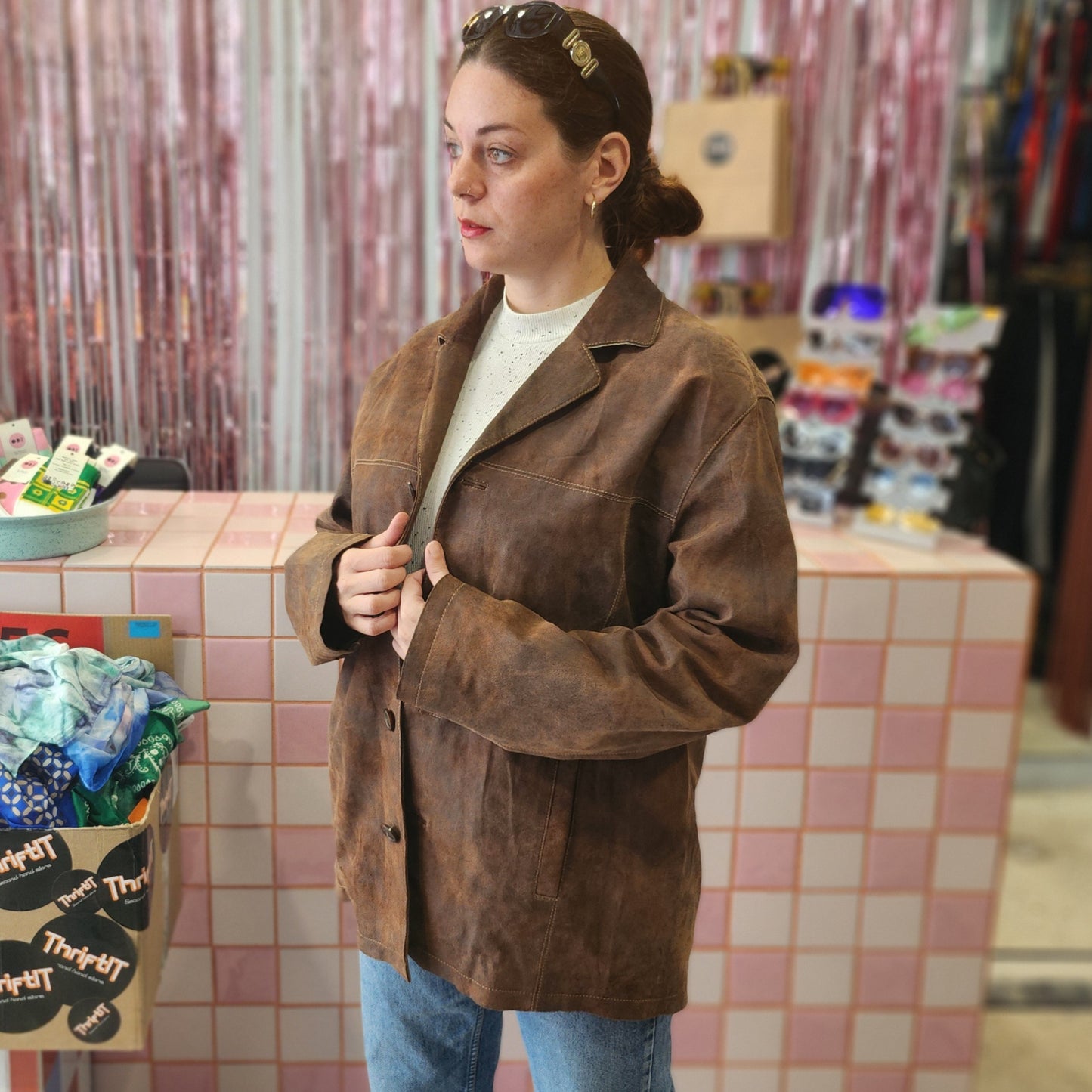 Oversized Vintage Sued Jacket