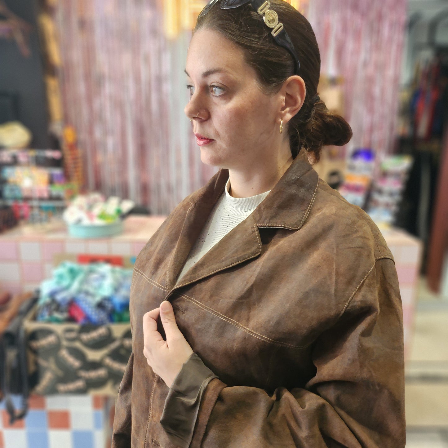 Oversized Vintage Sued Jacket
