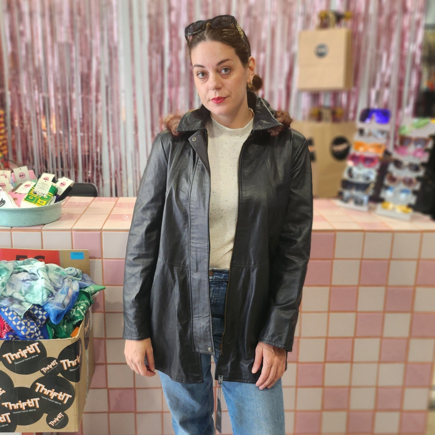 Leather Jacker with Removable Hoodie-Oversized