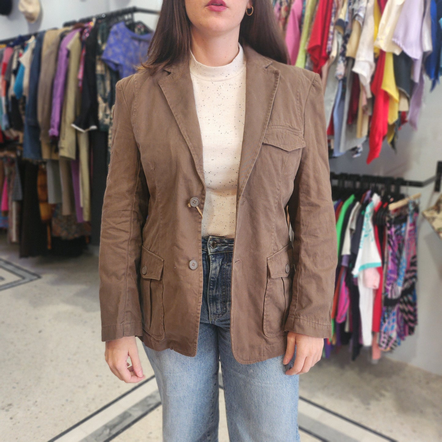 Red & Blue Deadstock Denim Blazer