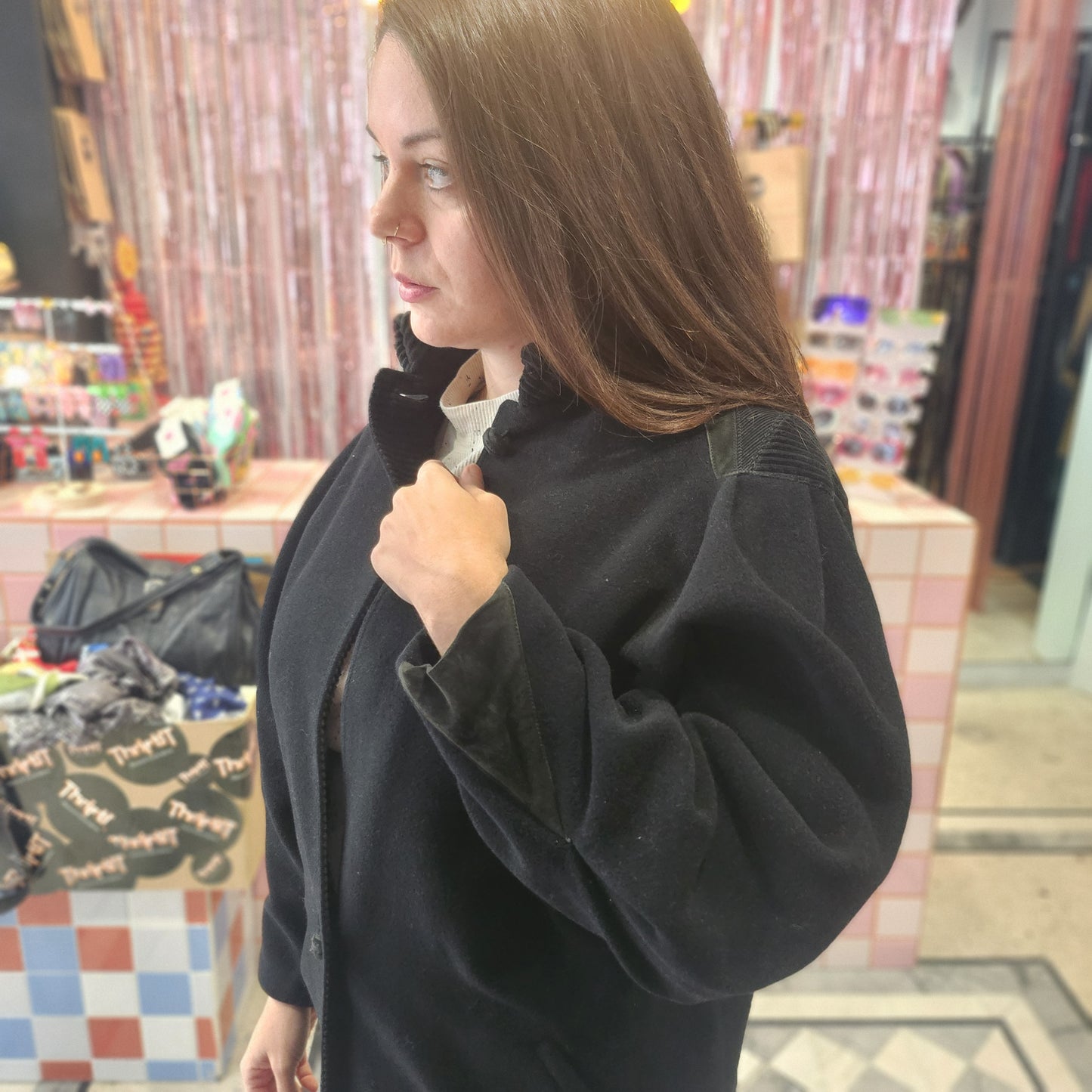 Unique Vintage Puffed Sleeve Wool Coat