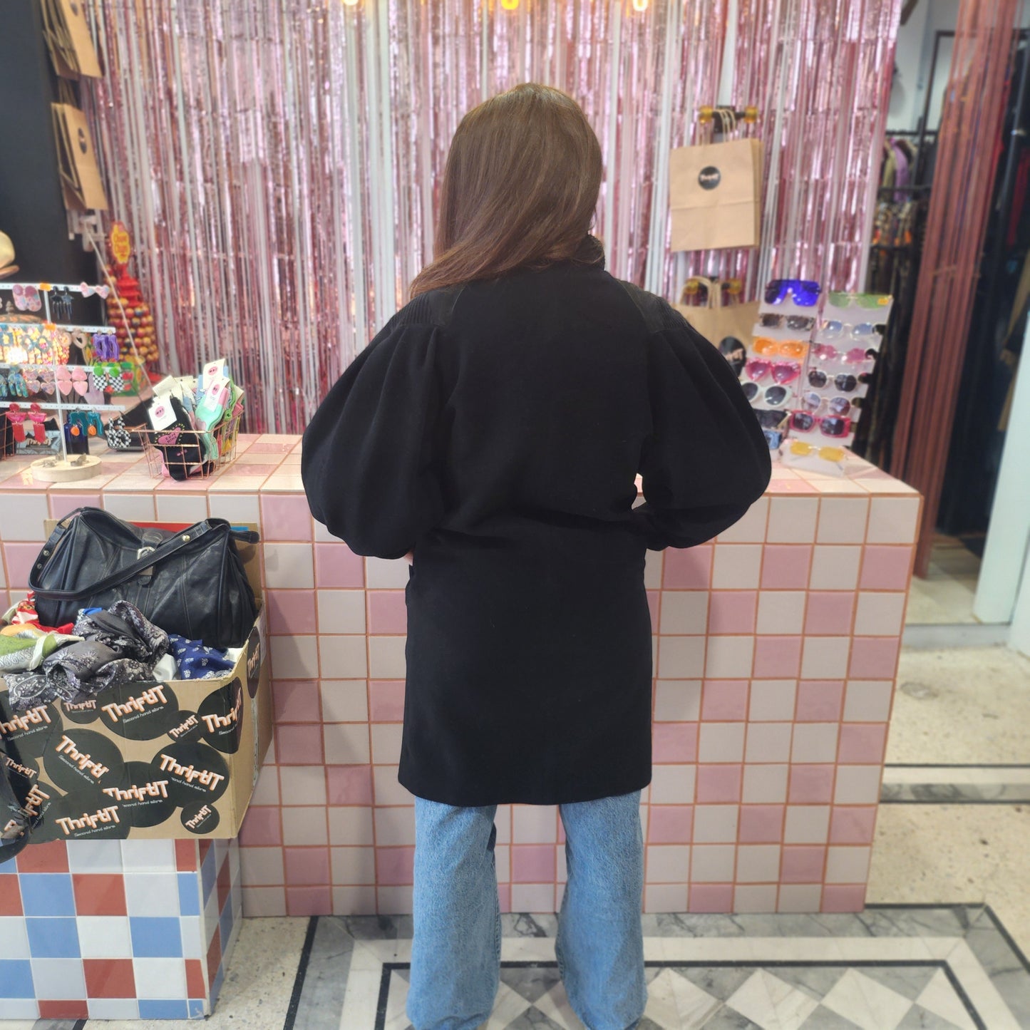 Unique Vintage Puffed Sleeve Wool Coat