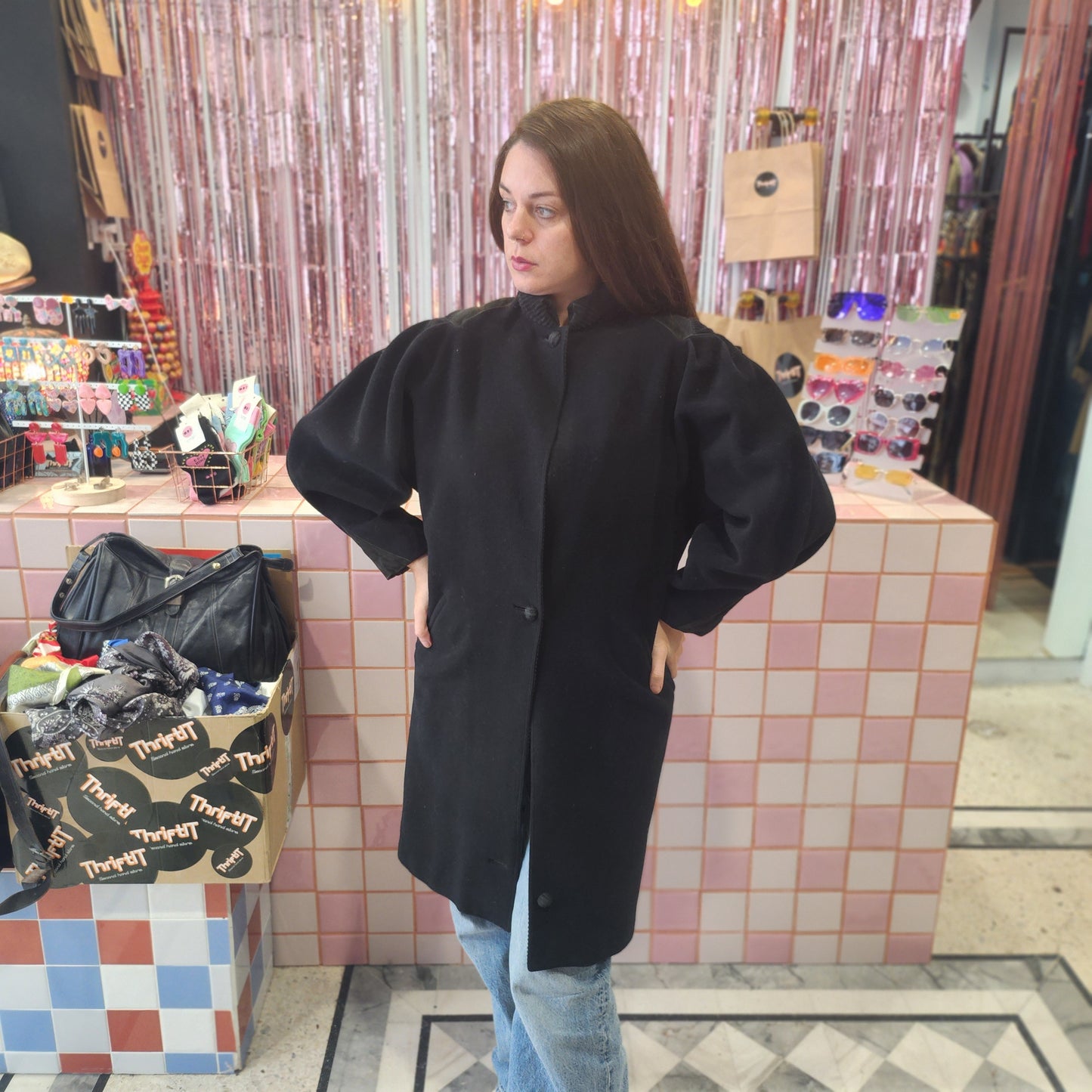 Unique Vintage Puffed Sleeve Wool Coat