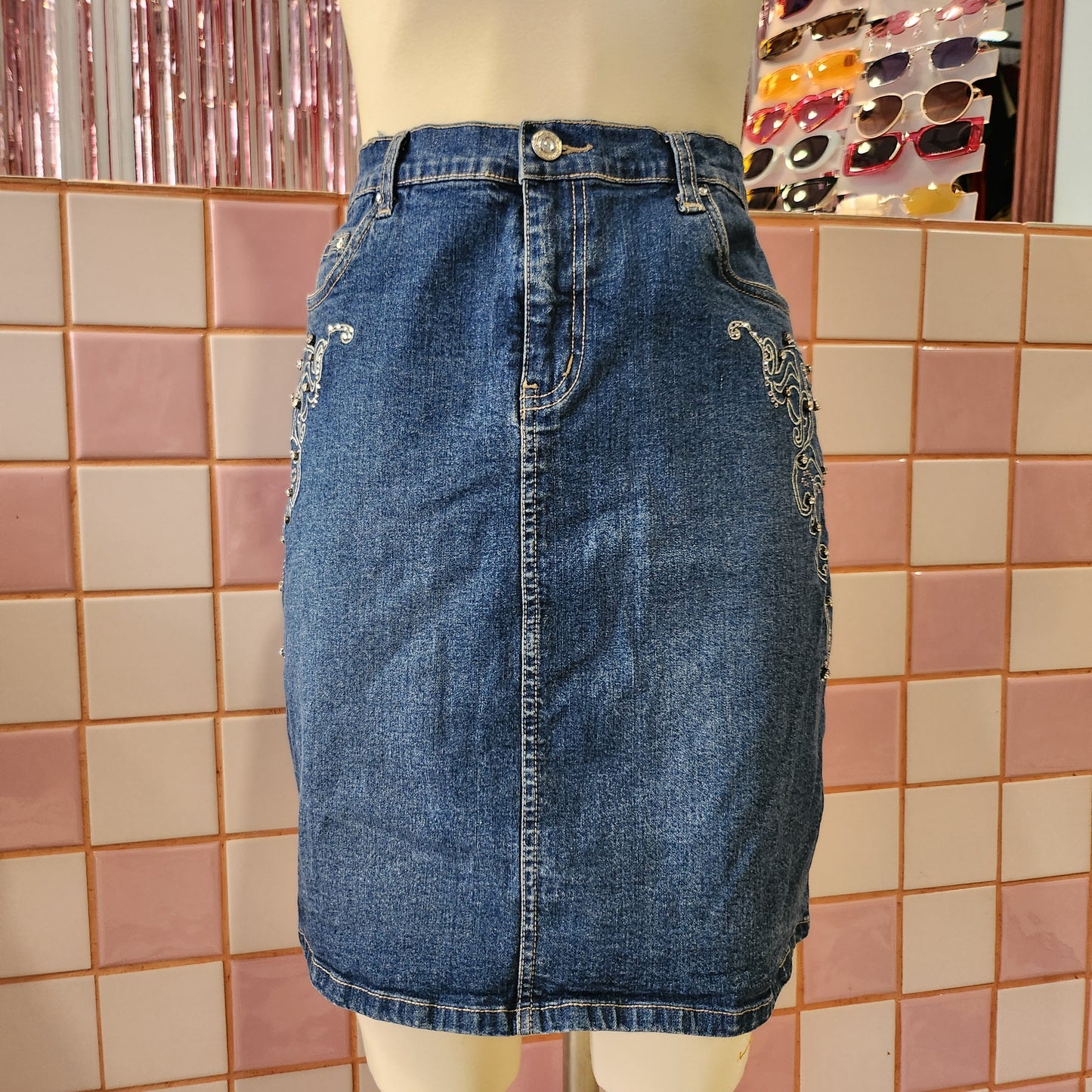 Decorated Denim Skirt