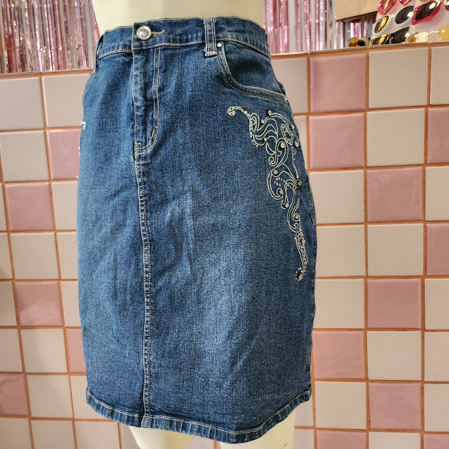 Decorated Denim Skirt