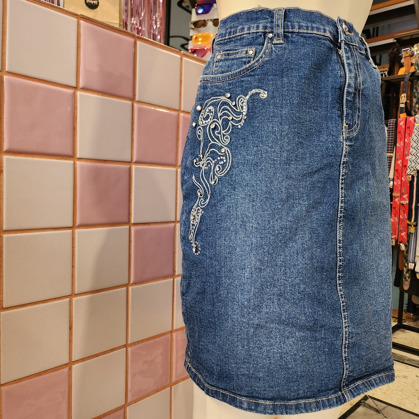 Decorated Denim Skirt