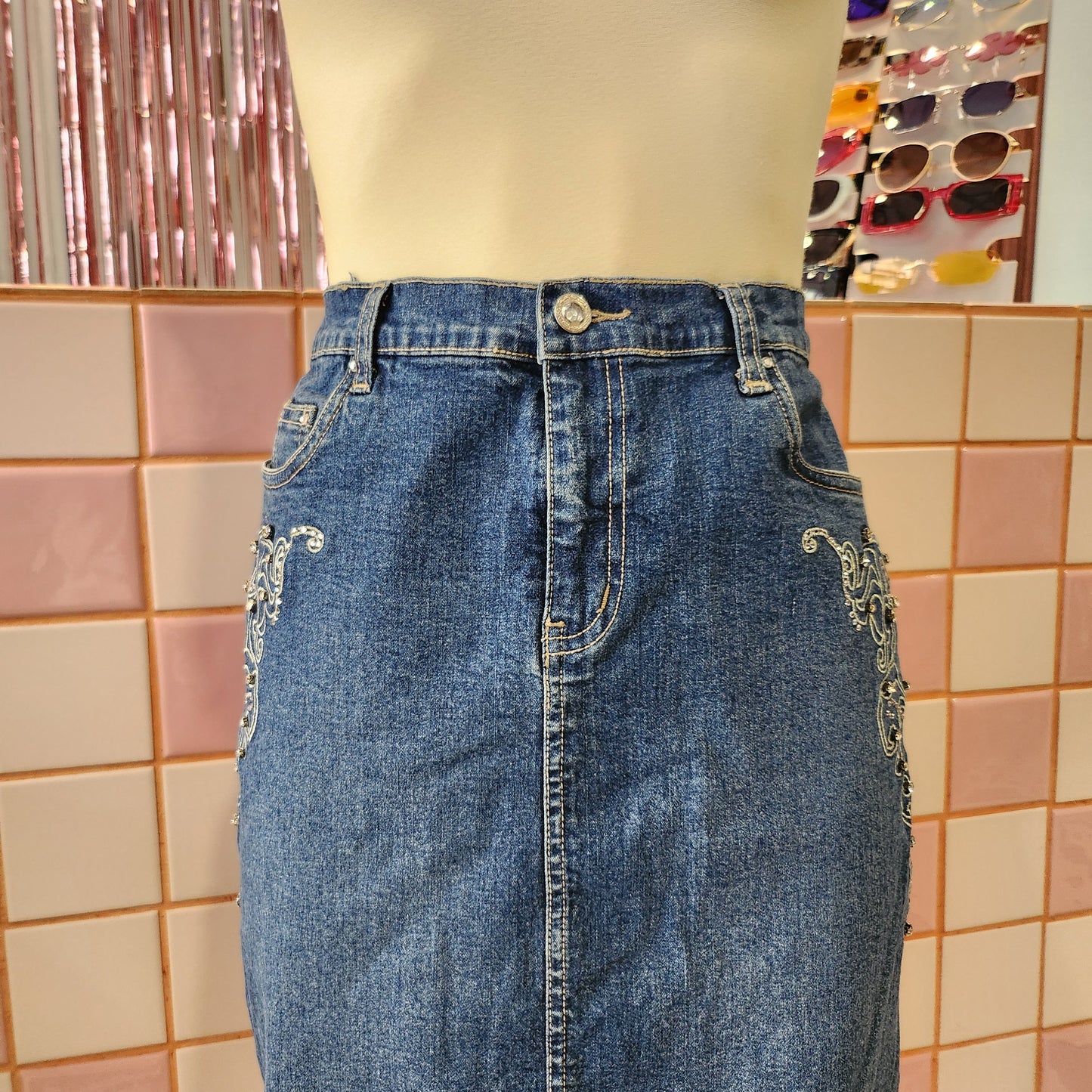 Decorated Denim Skirt