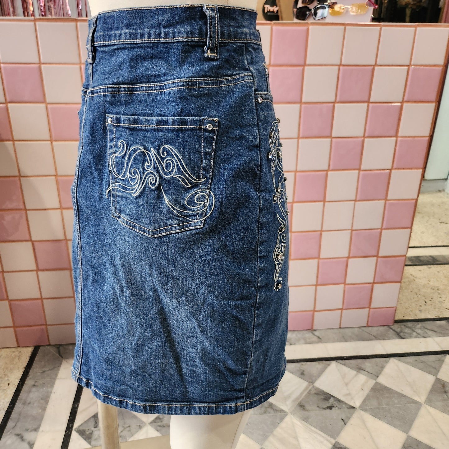 Decorated Denim Skirt