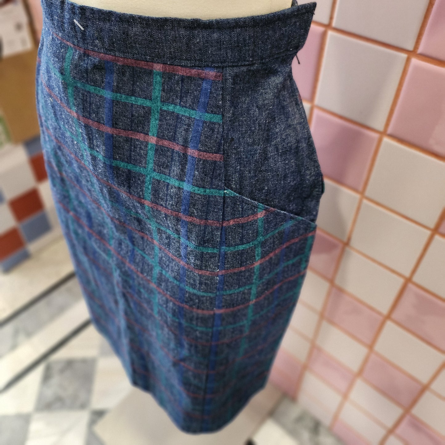 Patterned Denim Skirt