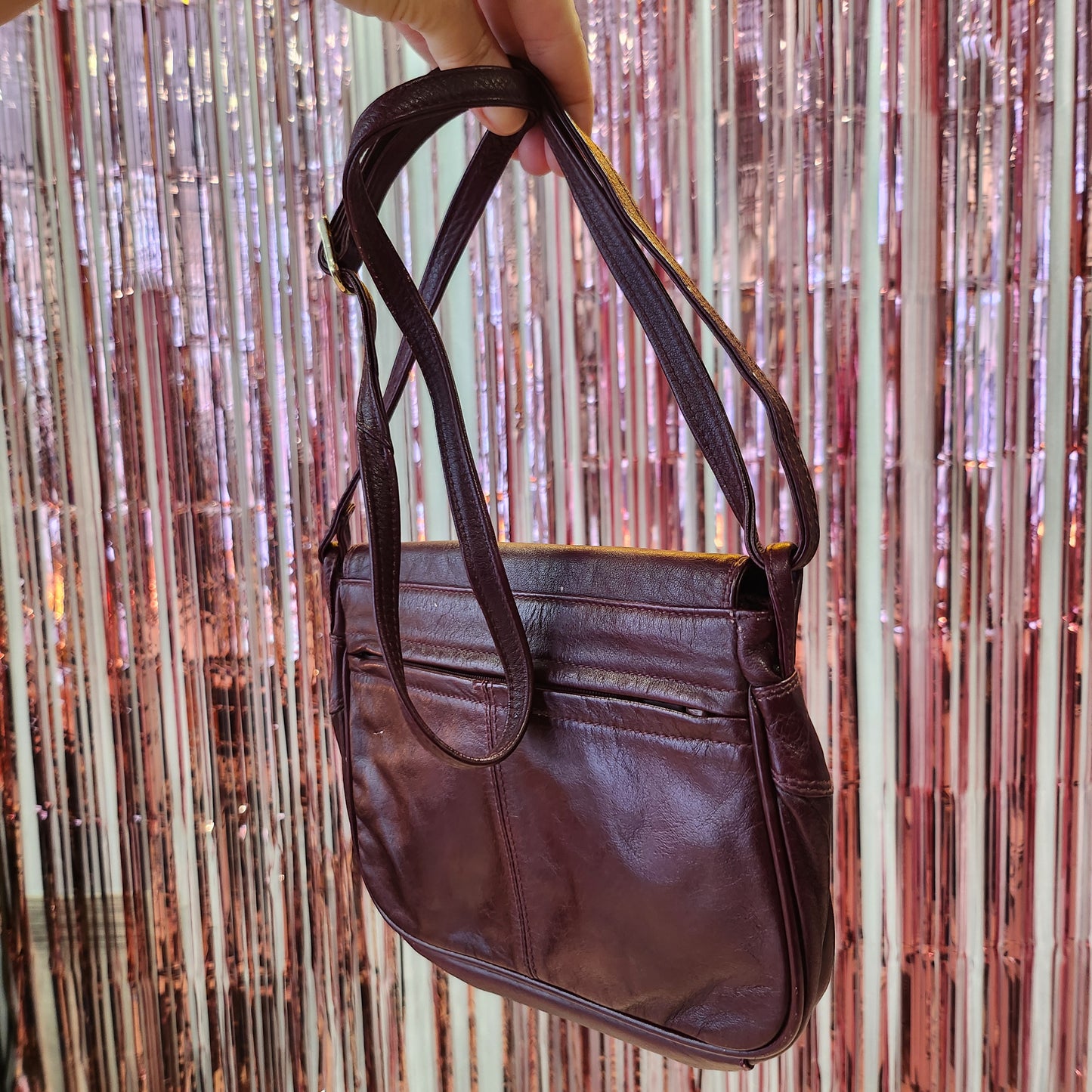 Vintage Burgundy Leather Crossbody Bag