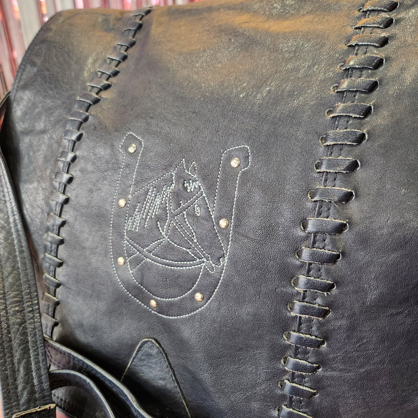 Blue Leather Crossbody Bag