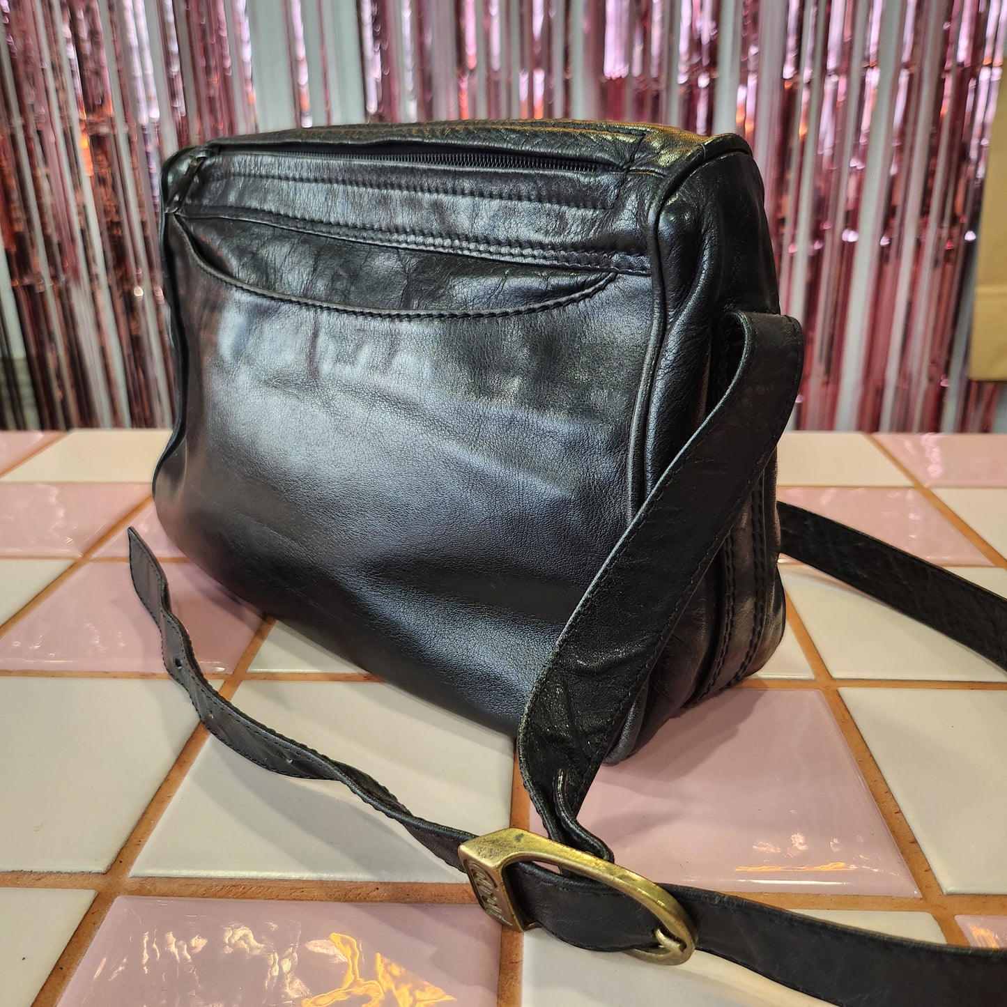 Black Leather Crossbody Bag