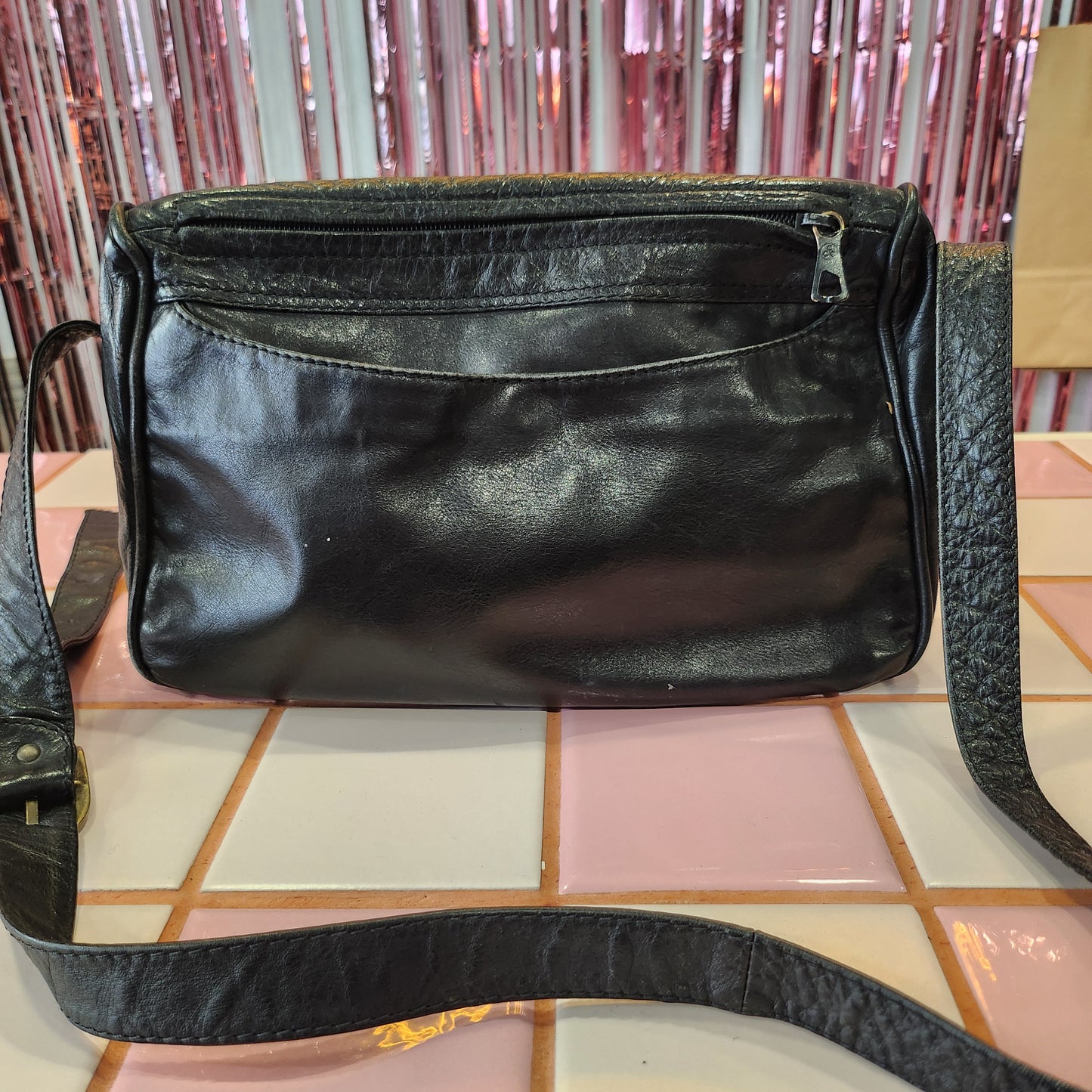 Black Leather Crossbody Bag