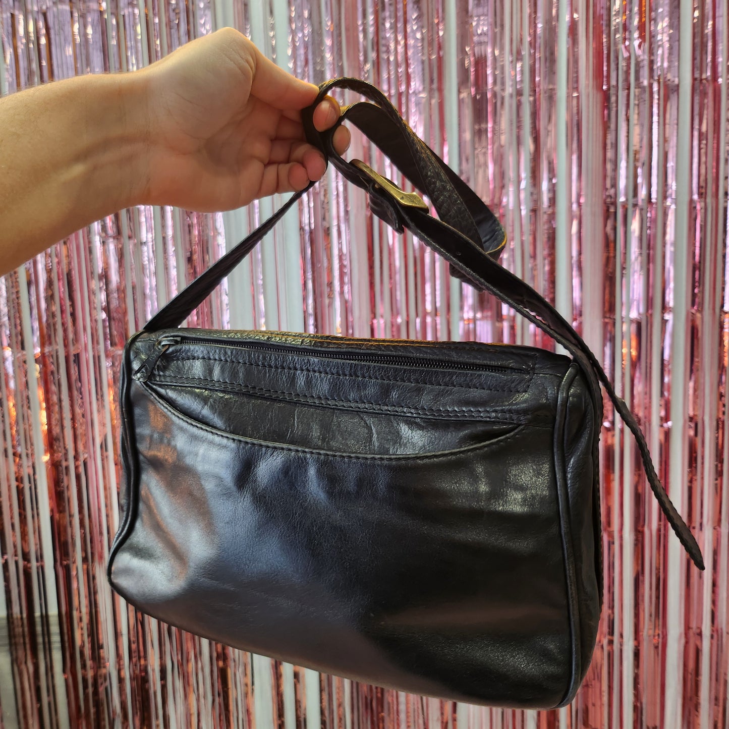 Black Leather Crossbody Bag