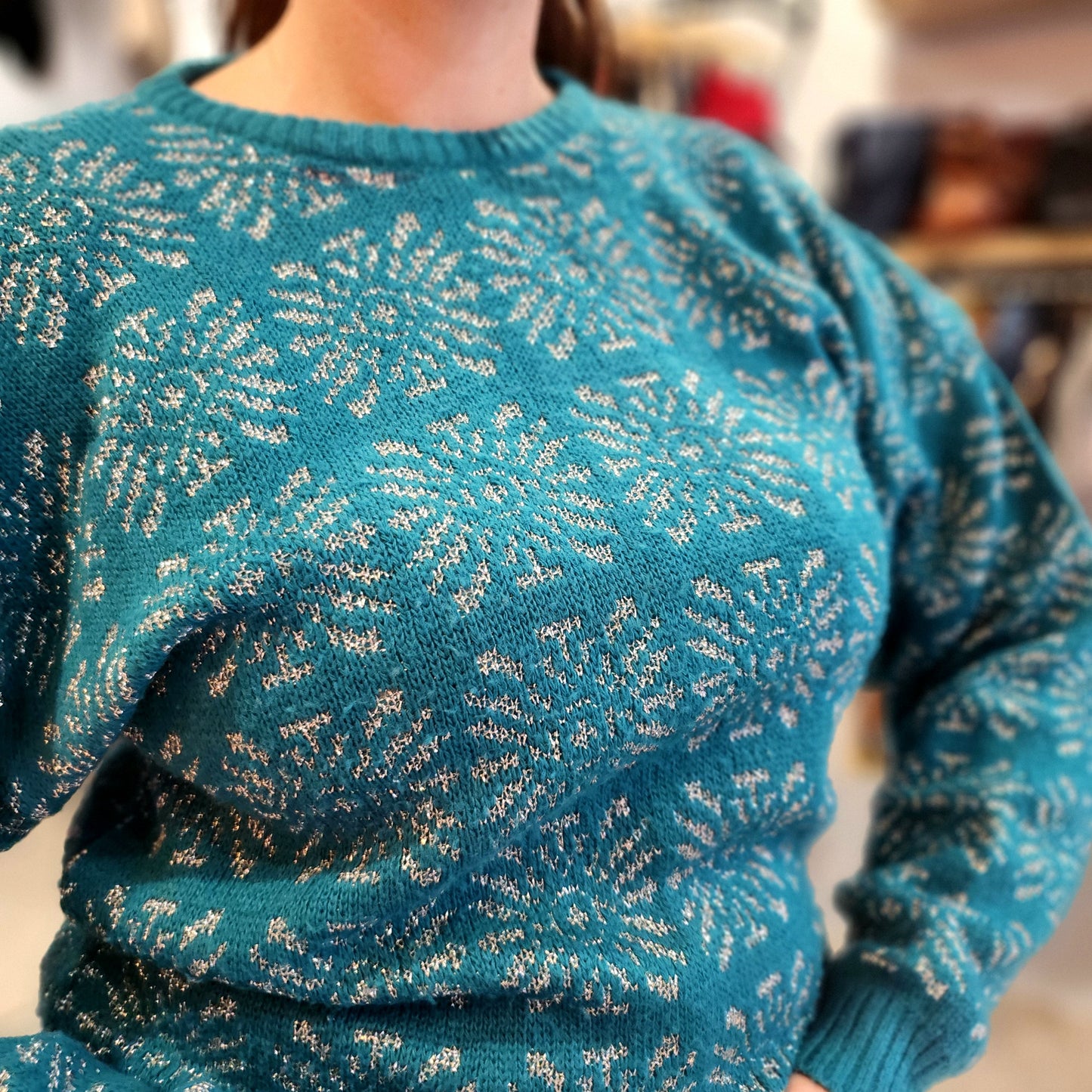 Cute Silver-Threaded Knitted Jumper