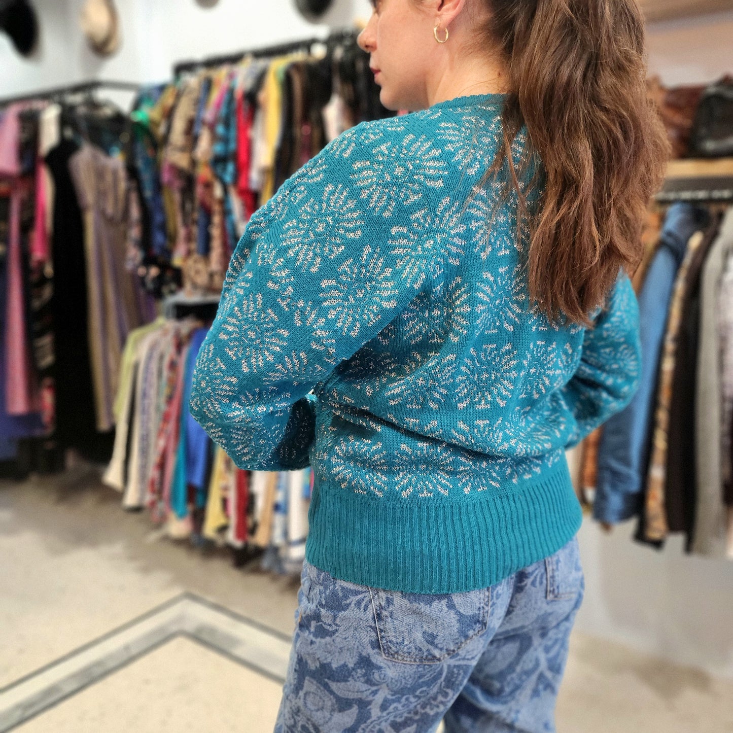 Cute Silver-Threaded Knitted Jumper