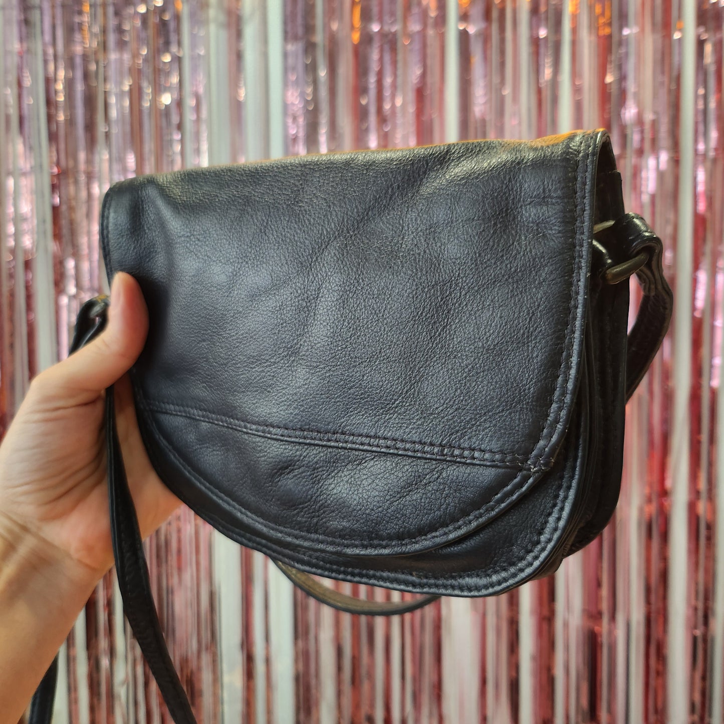 Blue Leather Crossbody Bag