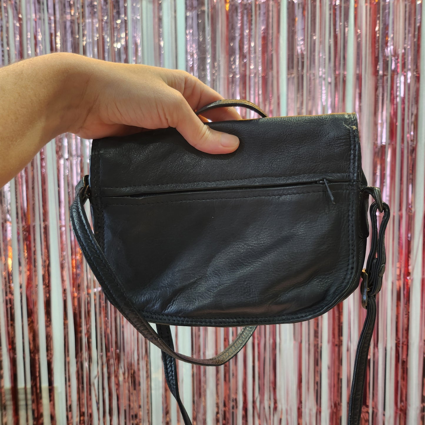 Blue Leather Crossbody Bag