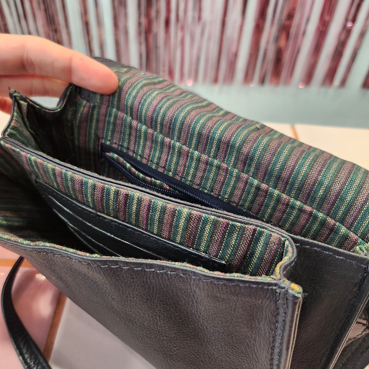 Blue Leather Crossbody Bag
