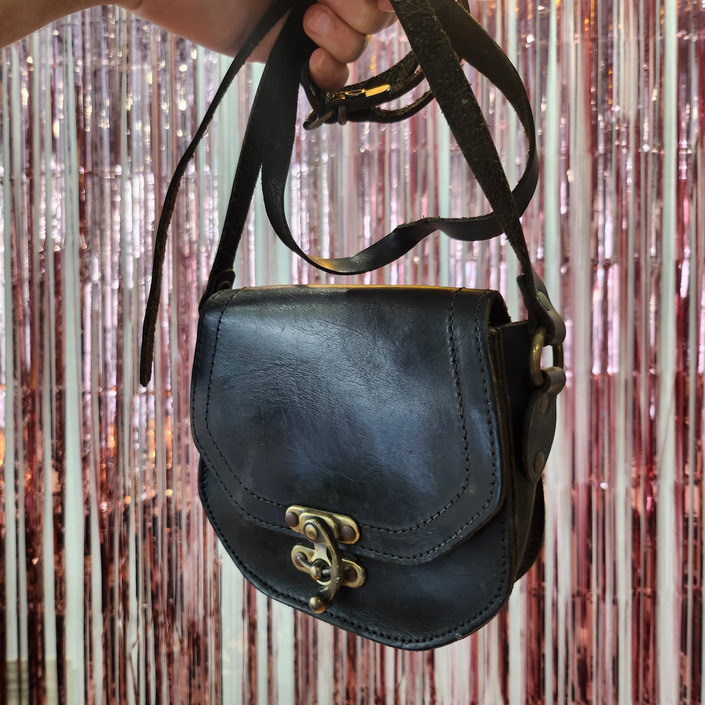 Leather Mini Bag with Cool Buckle