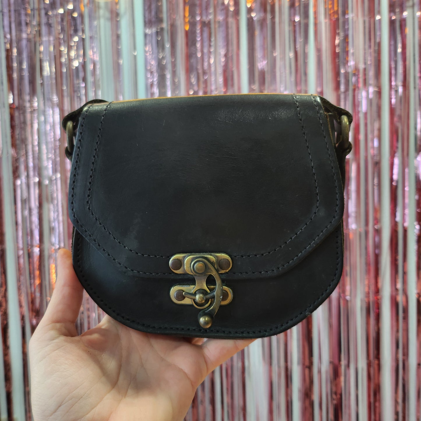 Leather Mini Bag with Cool Buckle