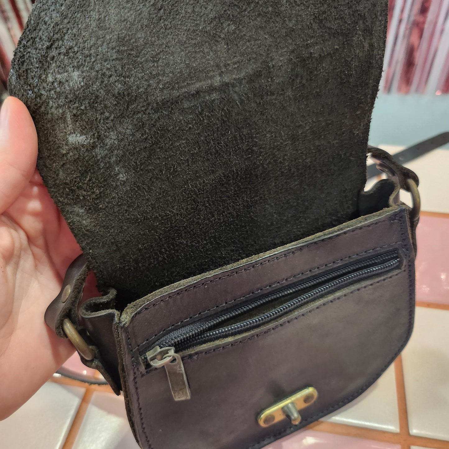 Leather Mini Bag with Cool Buckle