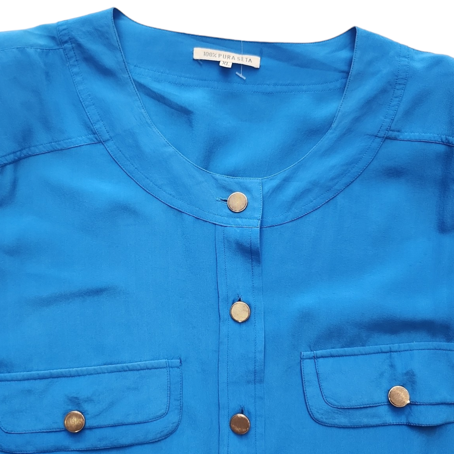 Blue Shirt with Gold Details
