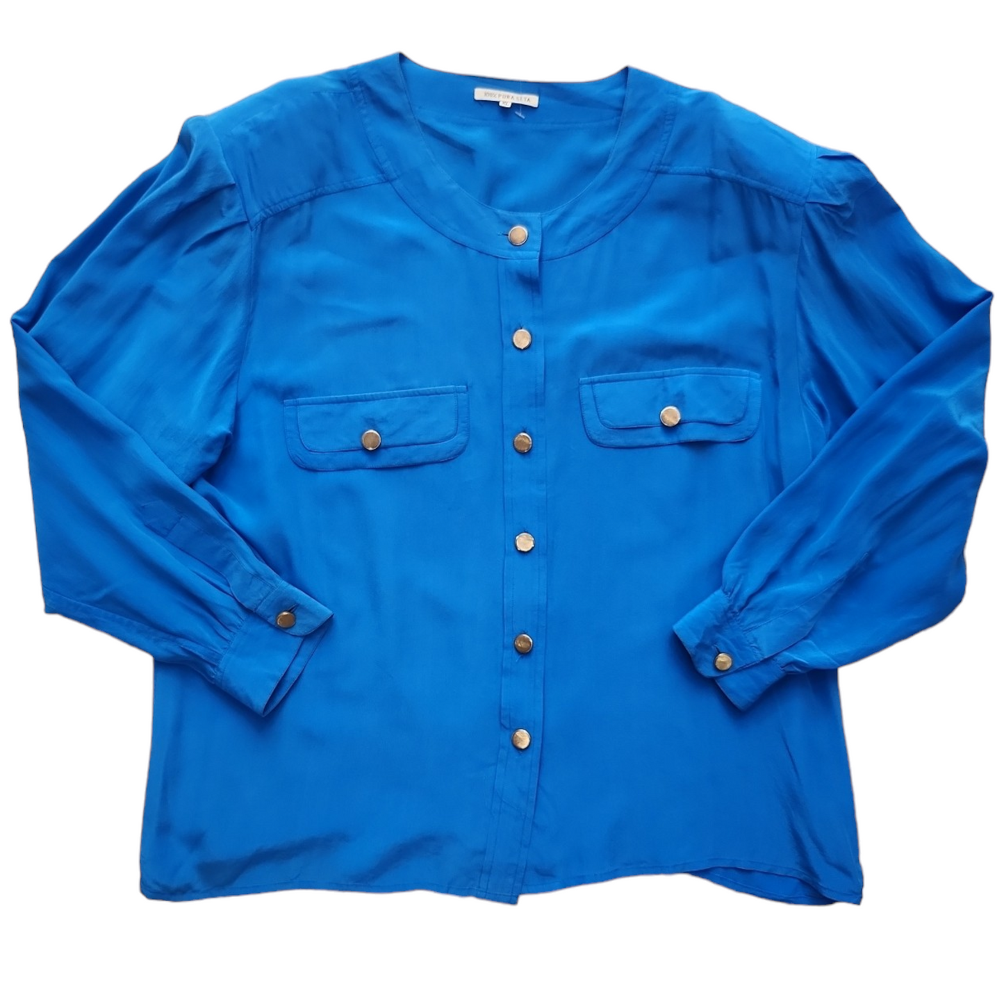 Blue Shirt with Gold Details
