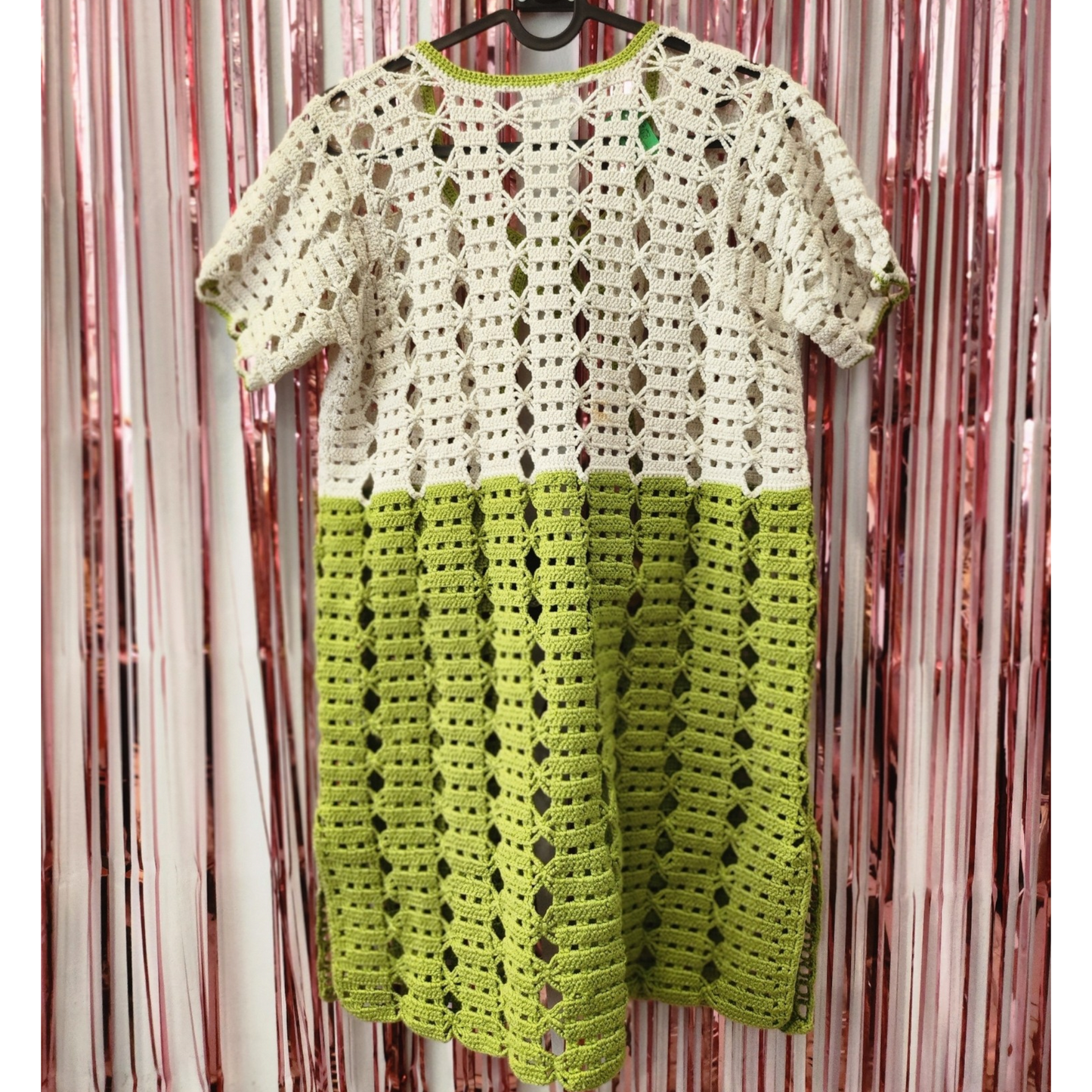 White & Green Crochet Top