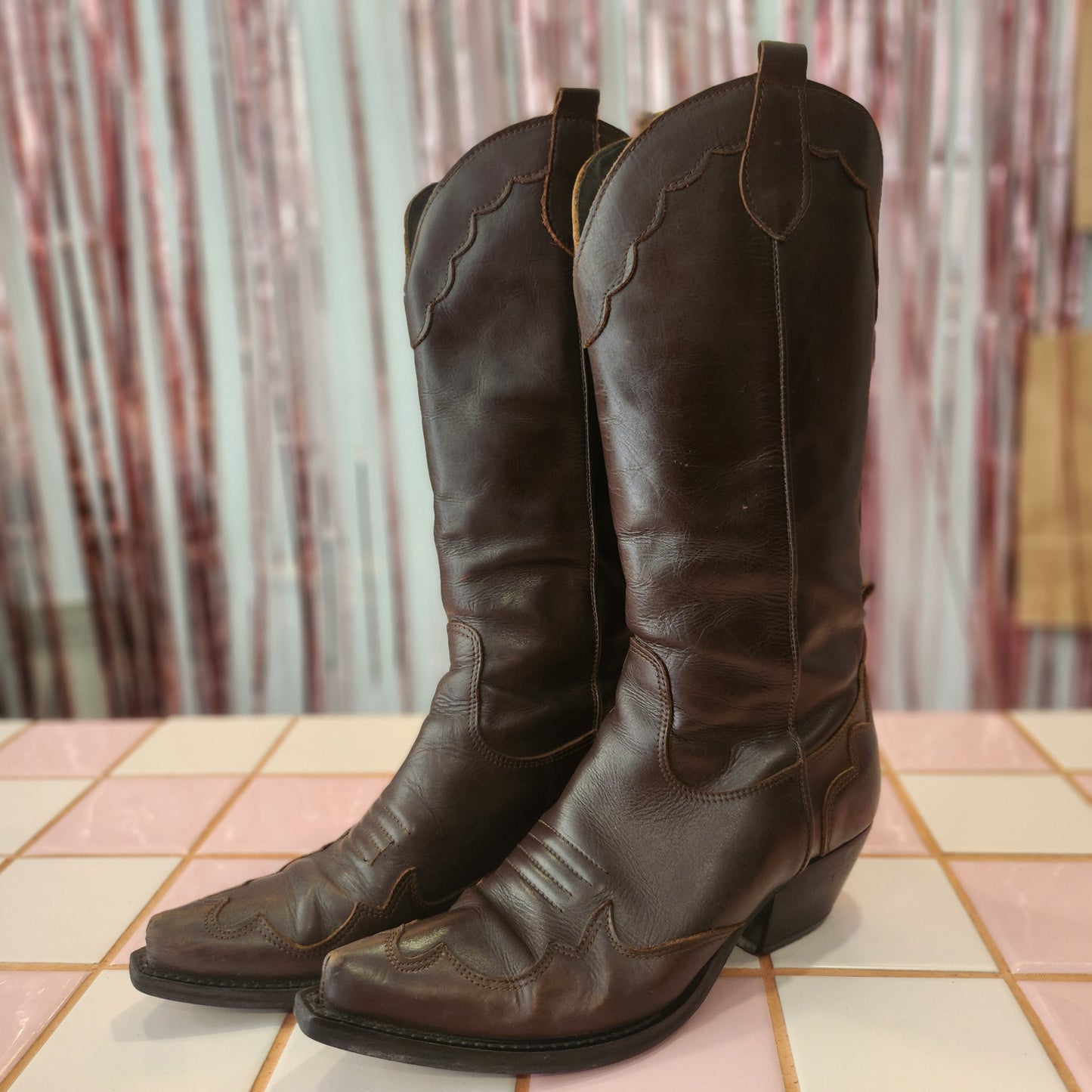 Brown Detailed Cowboy Boots