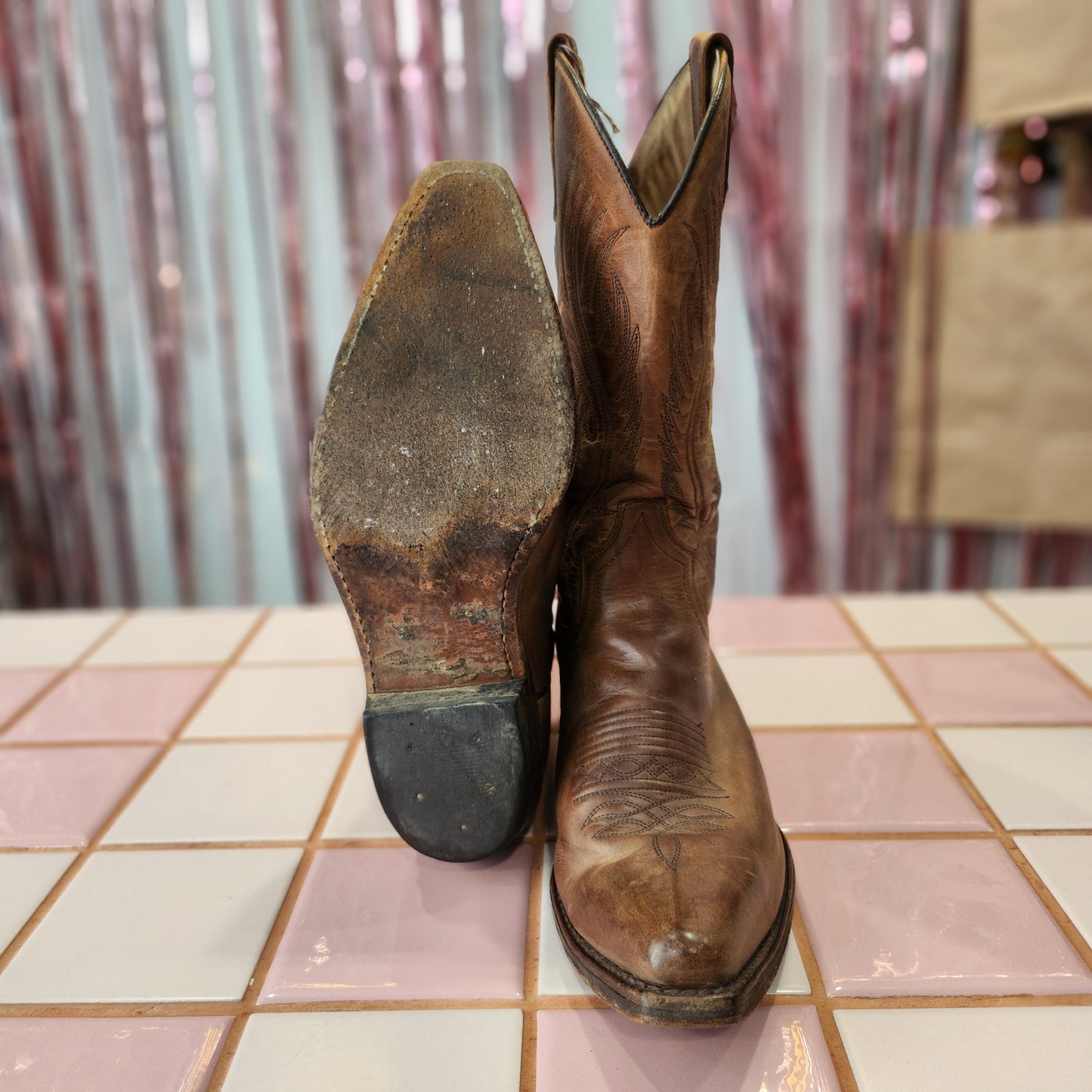 Vintage Leather Cowboy Boots