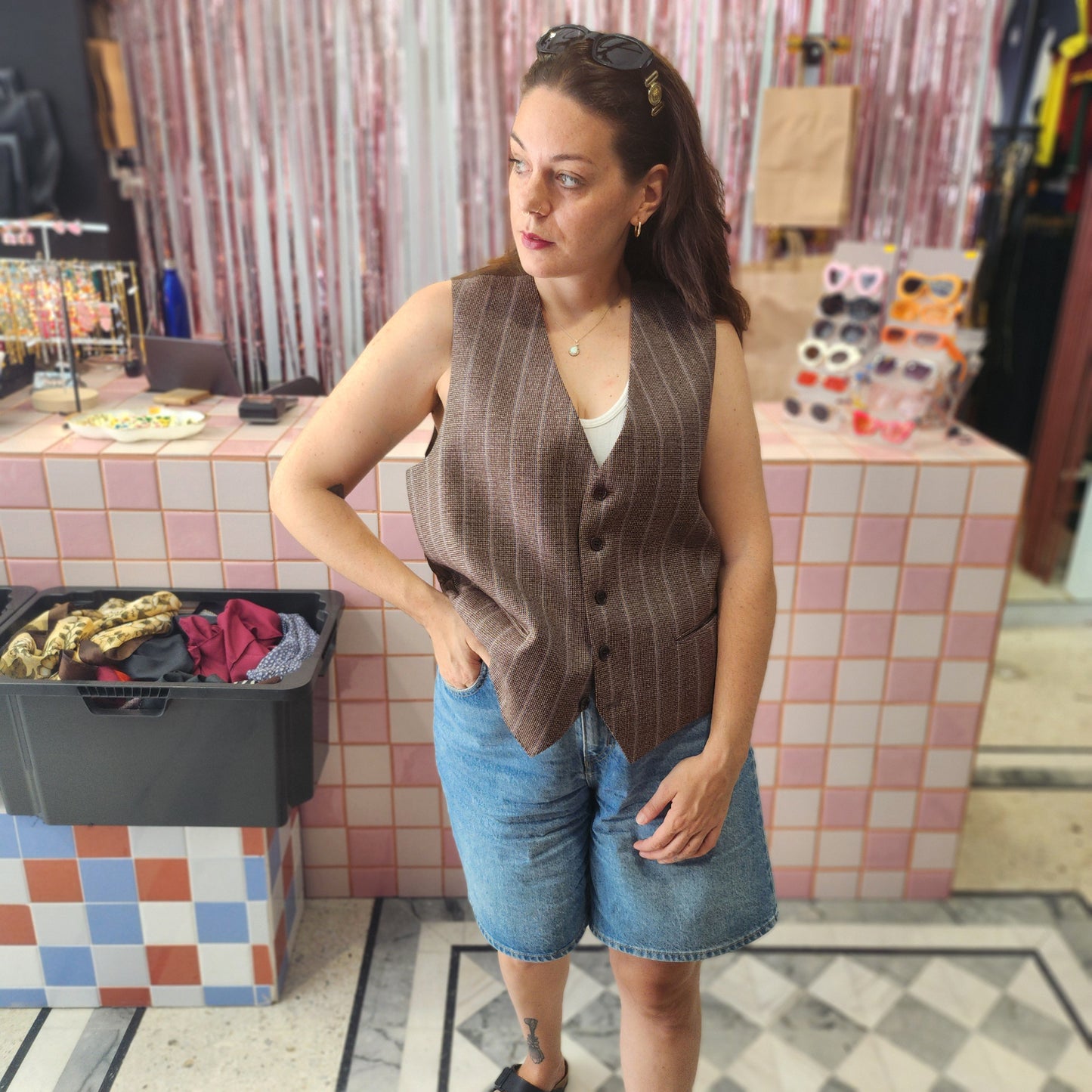 Stripped Brown Vest