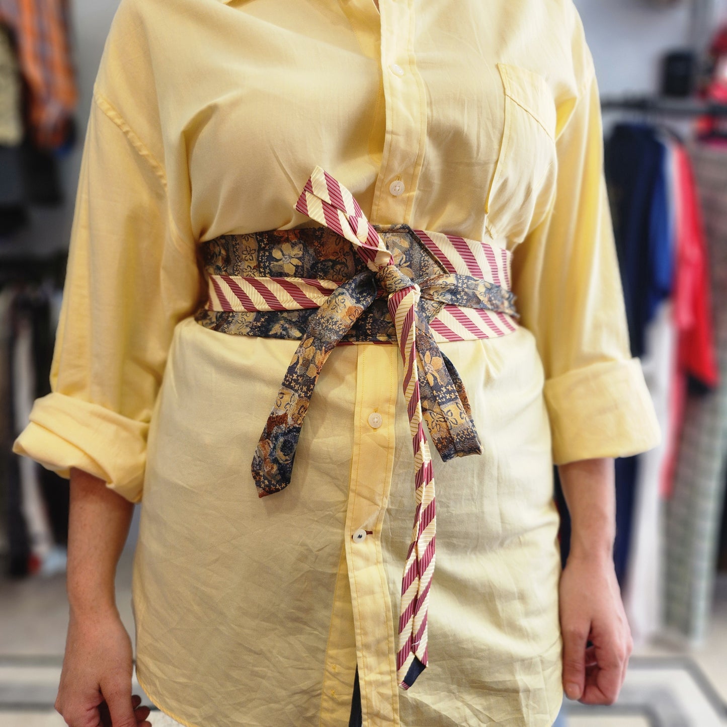 Reworked Tie Belt burgundy