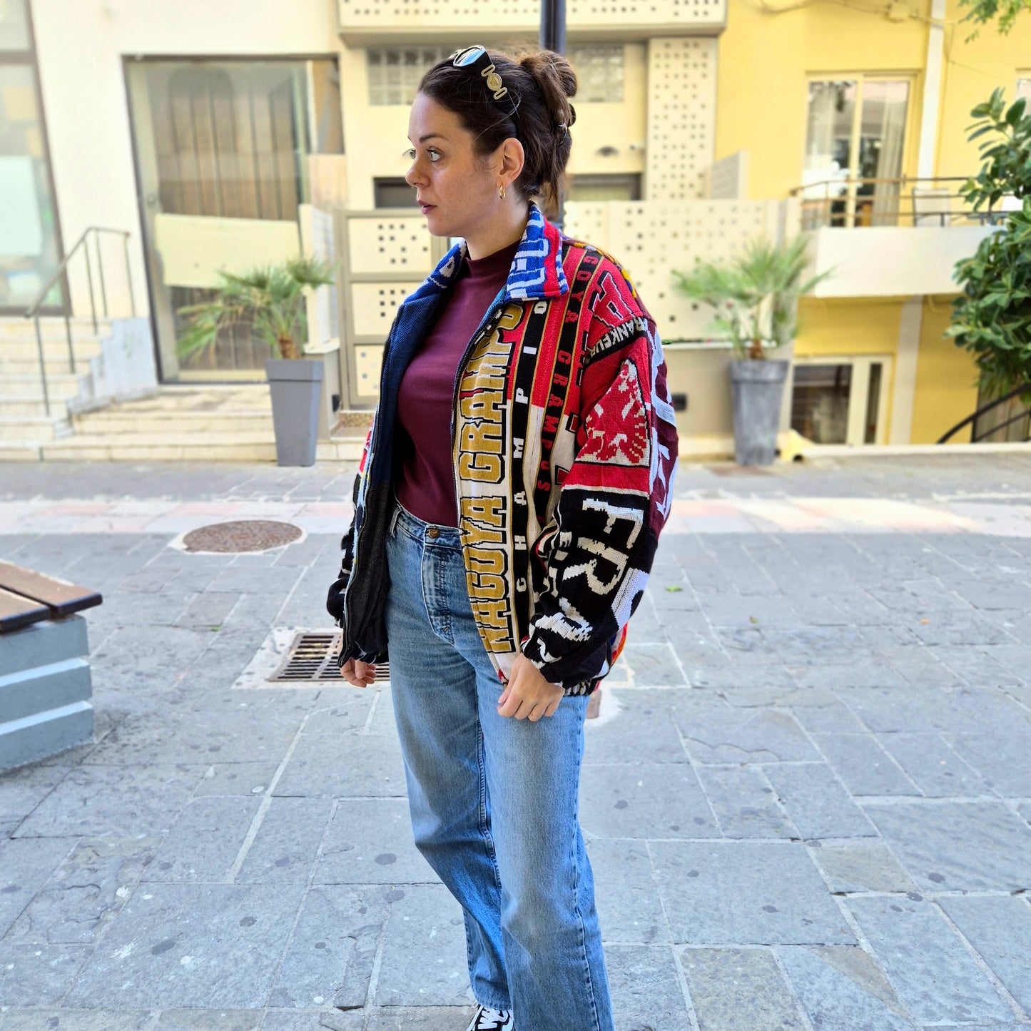 Reworked Sports Scarves Jacket