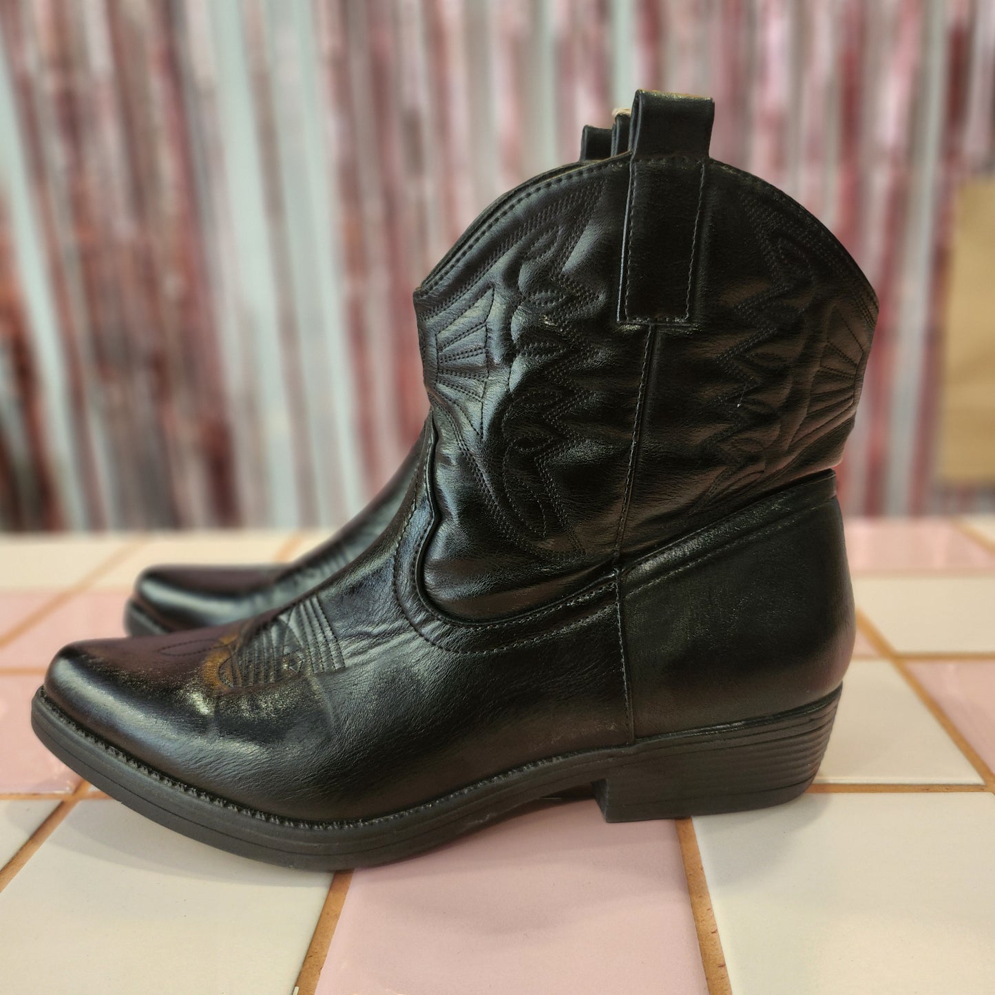 Black Leather half Boot