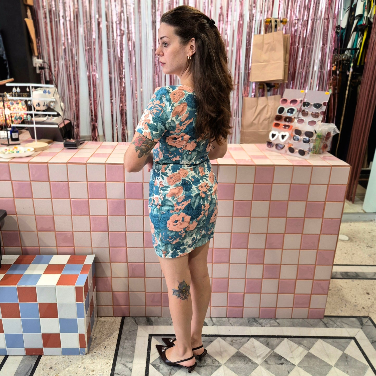 Floral Denim Dress