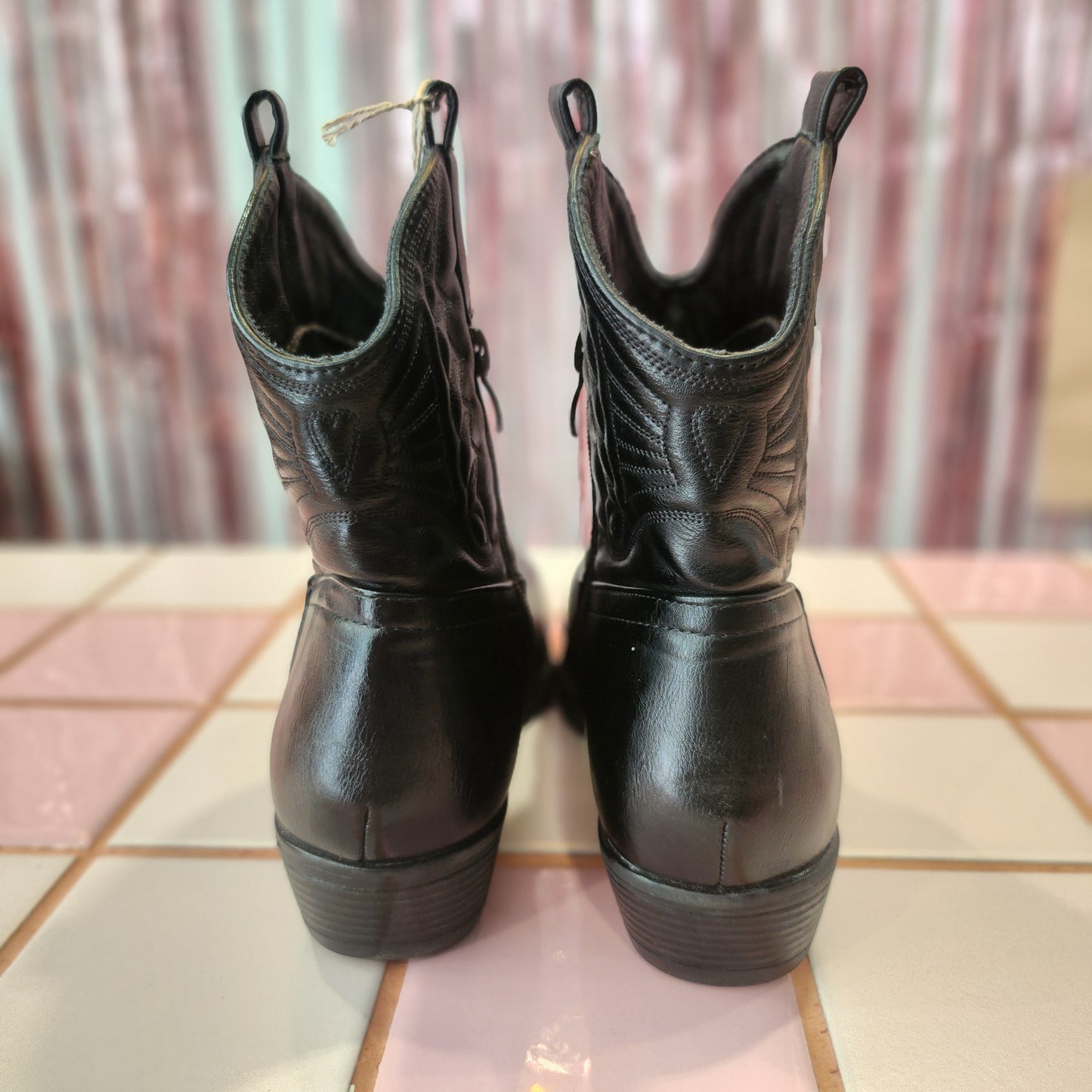 Black Leather half Boot