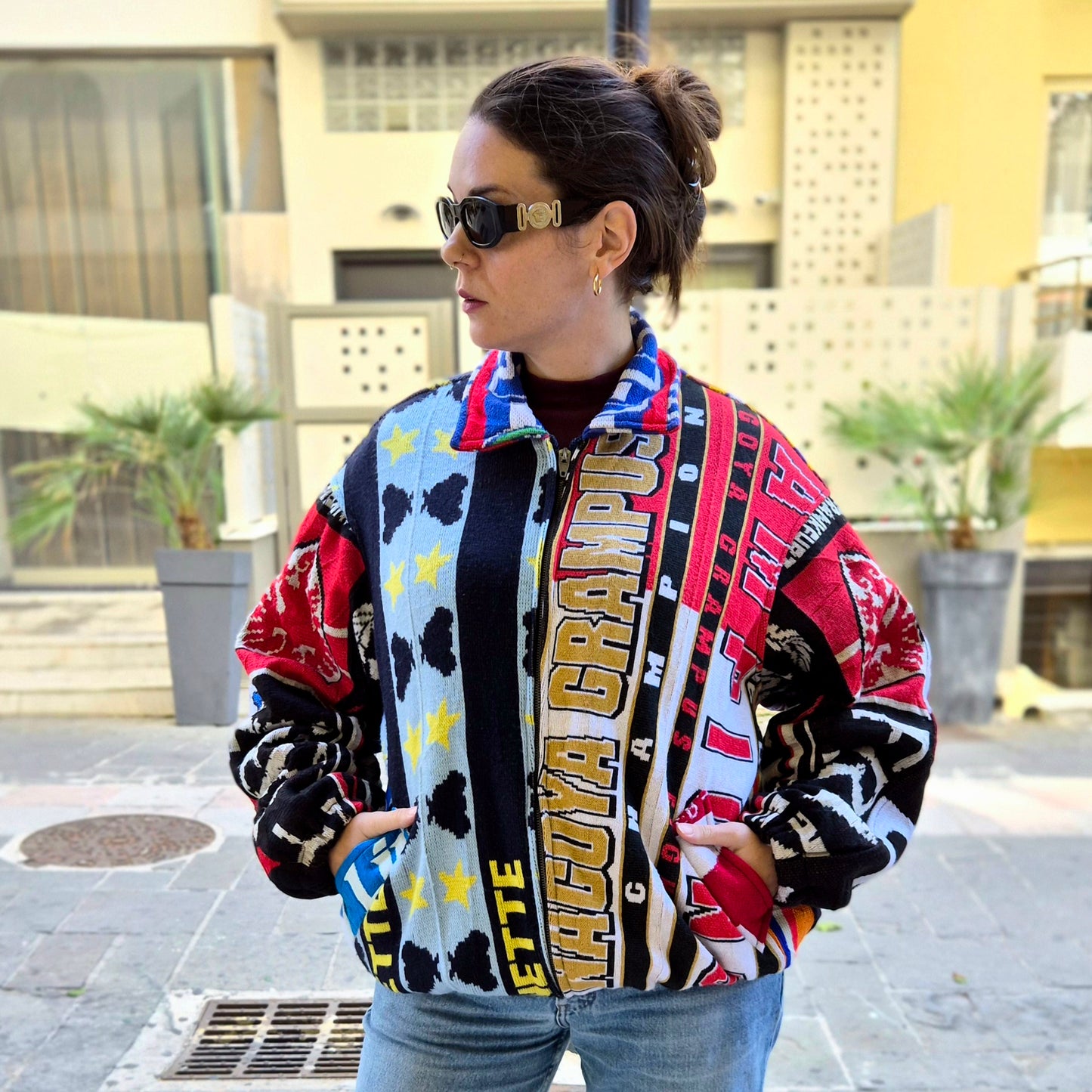 Reworked Sports Scarves Jacket