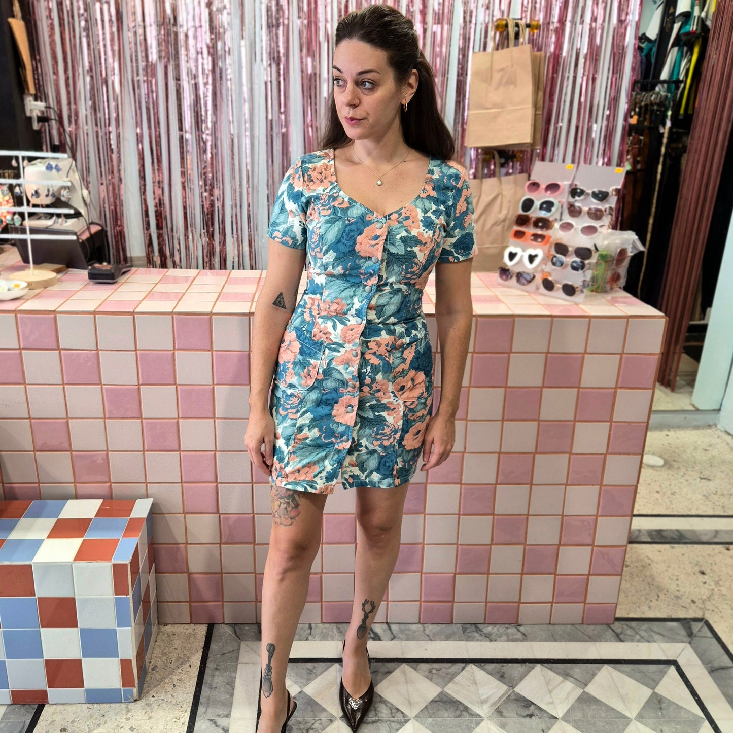 Floral Denim Dress