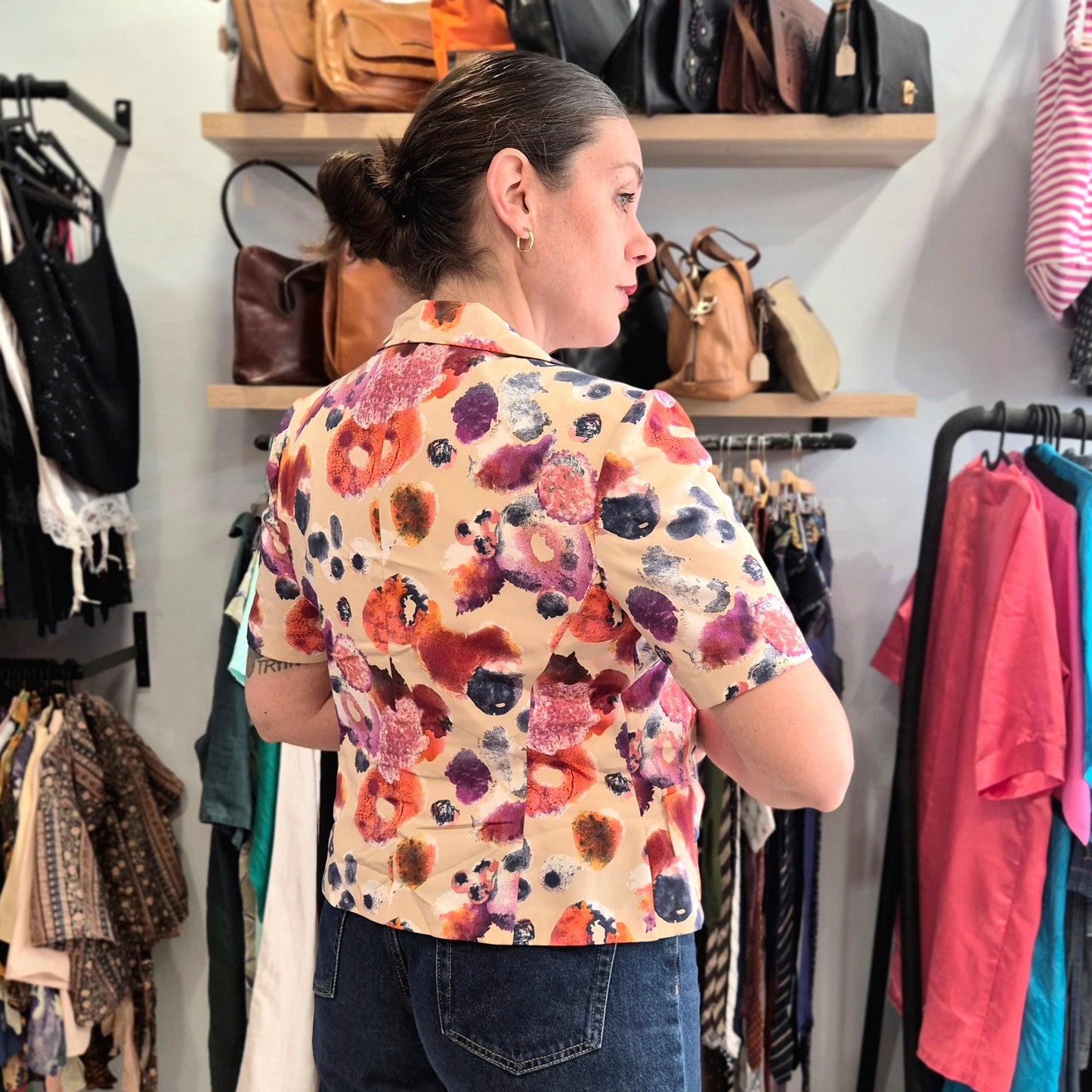 Floral Short Sleeve Blazer