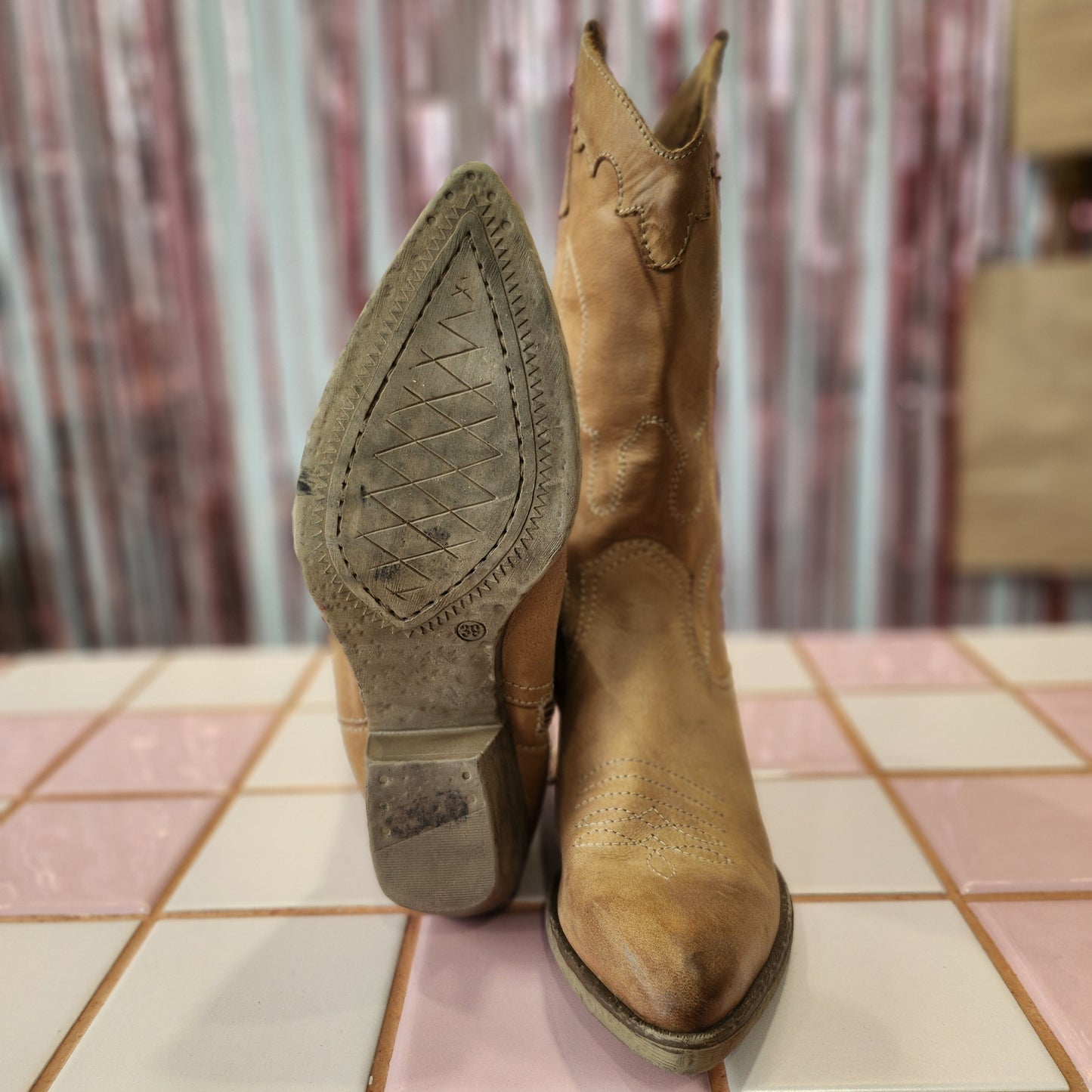 Vintage Leather Cowboy Boots