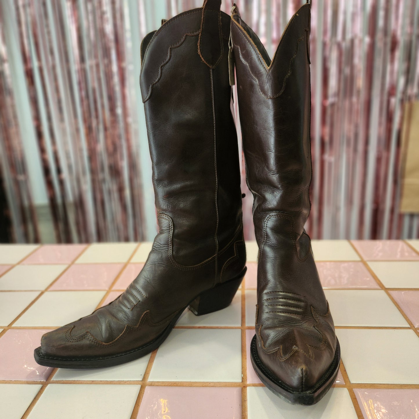 Brown Detailed Cowboy Boots
