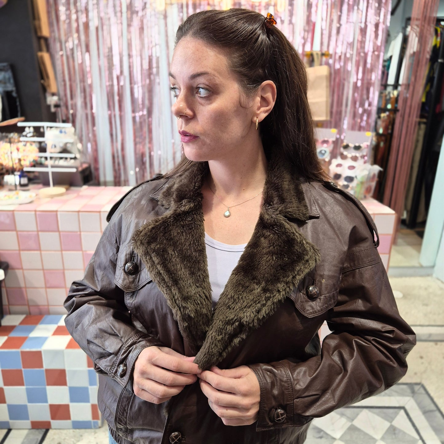Pilot style Bomber Jacket Leather