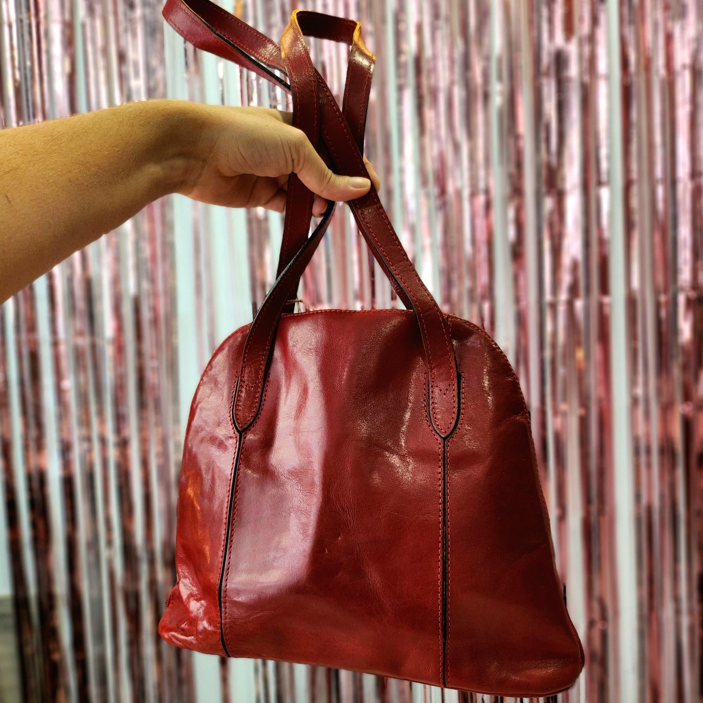Red Leather Shoulder Bag
