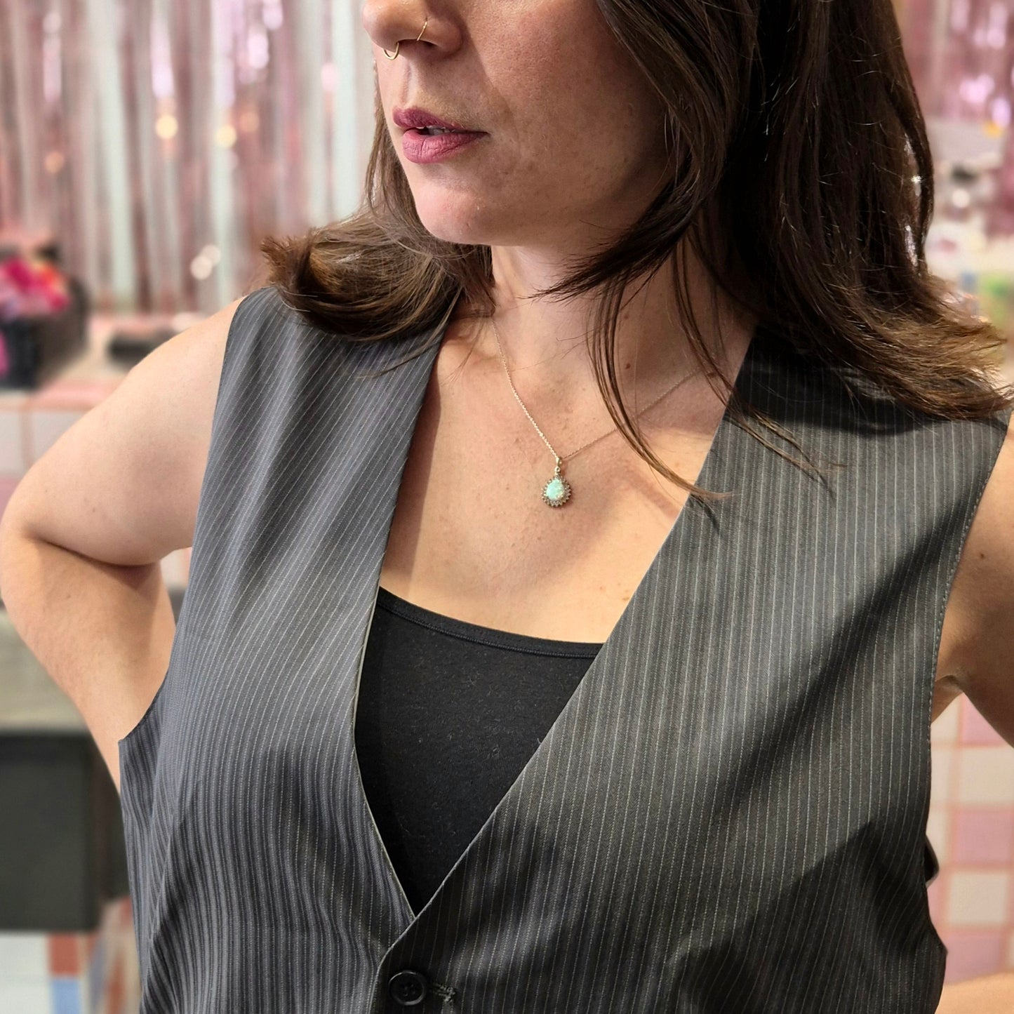 Grey Pinstripe Vest