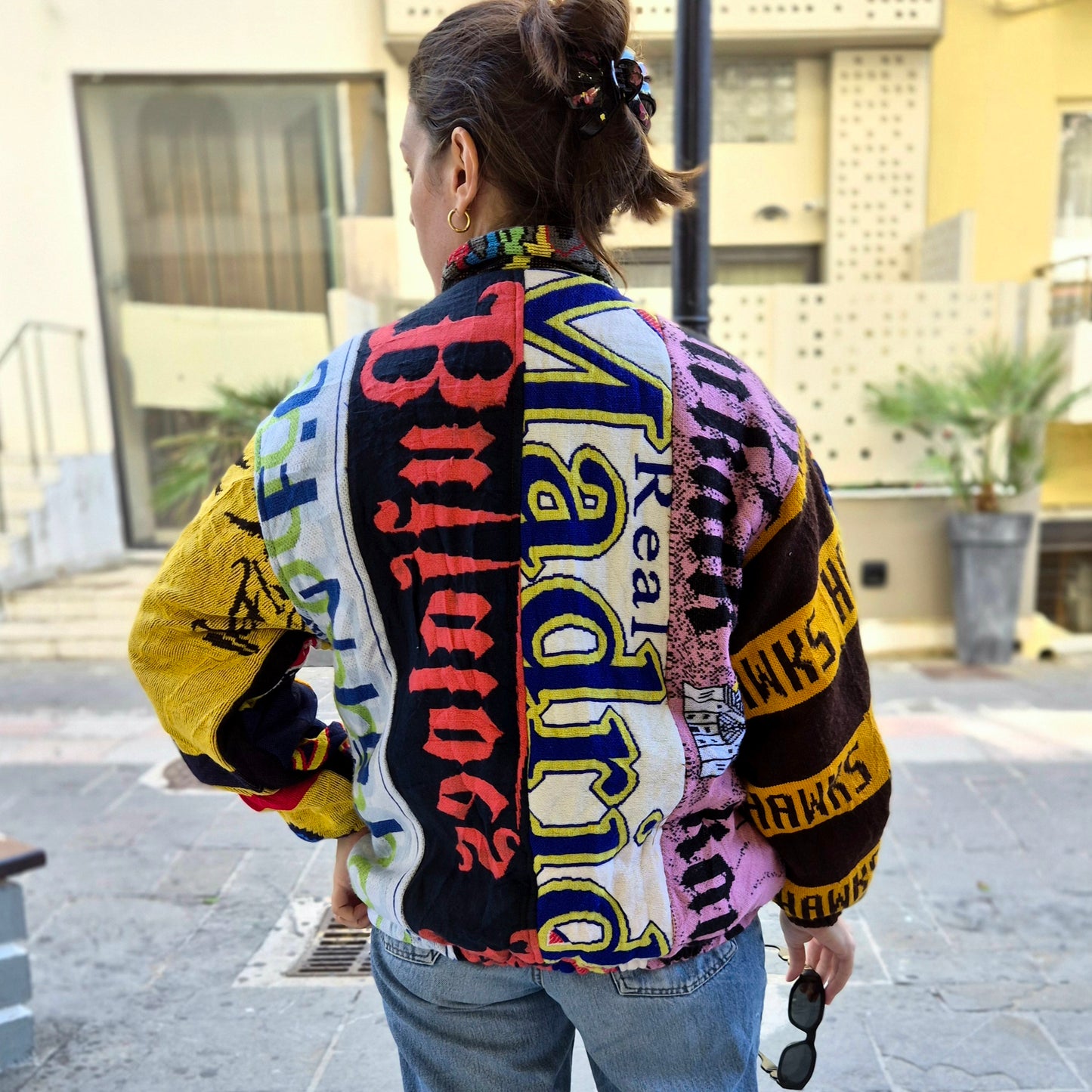 Reworked Sports Scarves Jacket