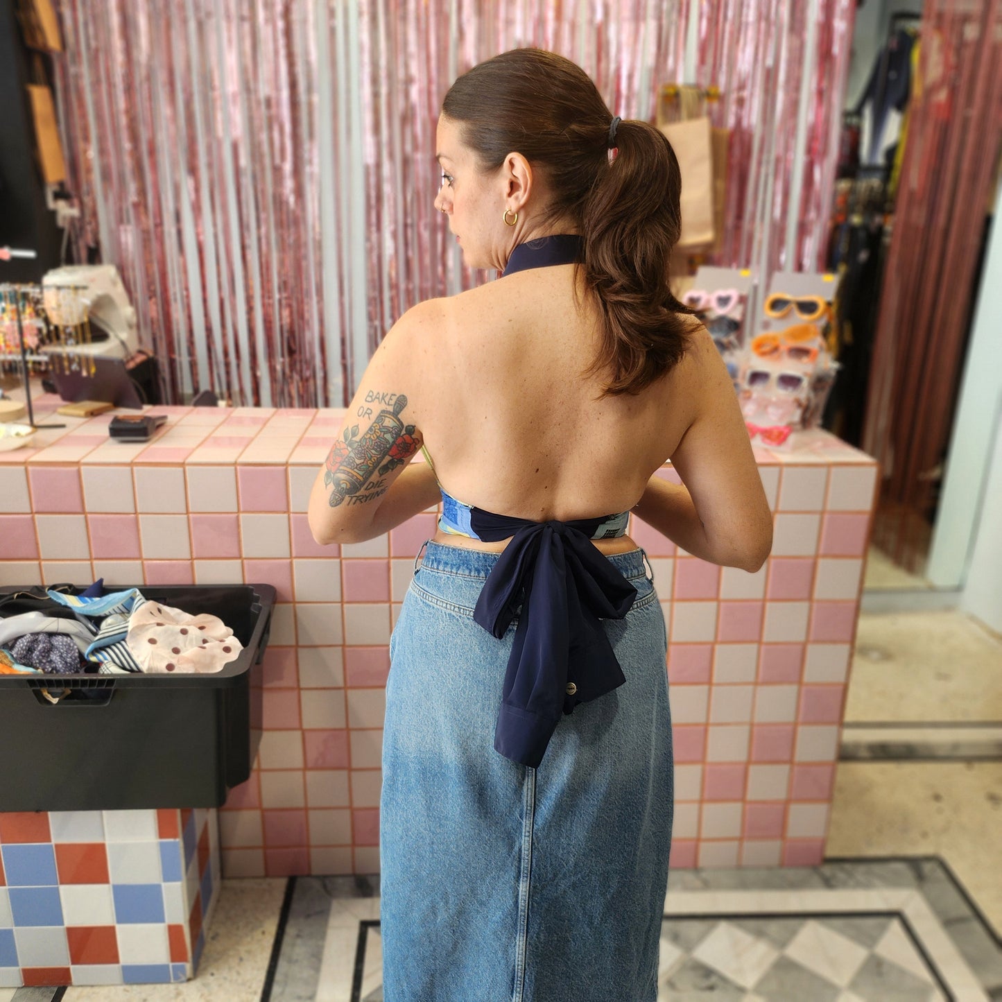 Reworked Shirt Top - Patterned