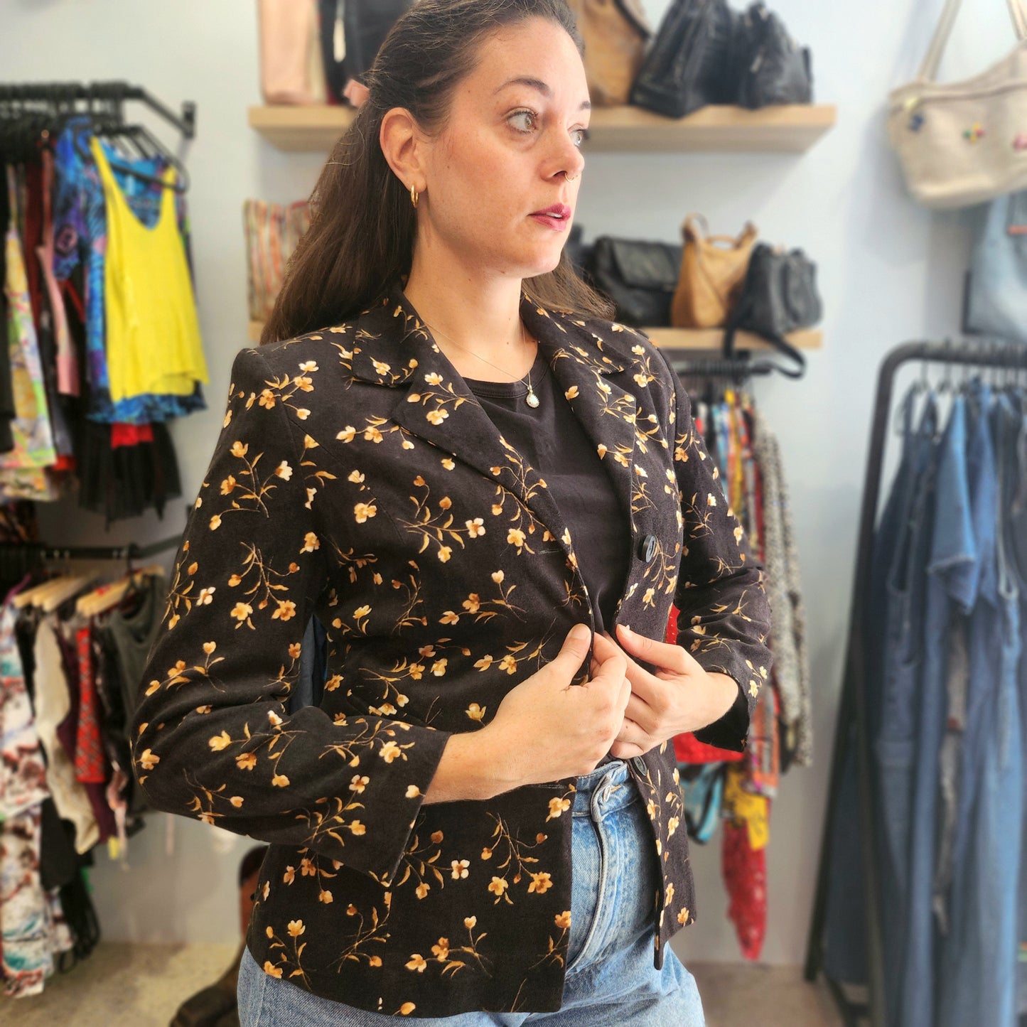 Velvet Floral Blazer
